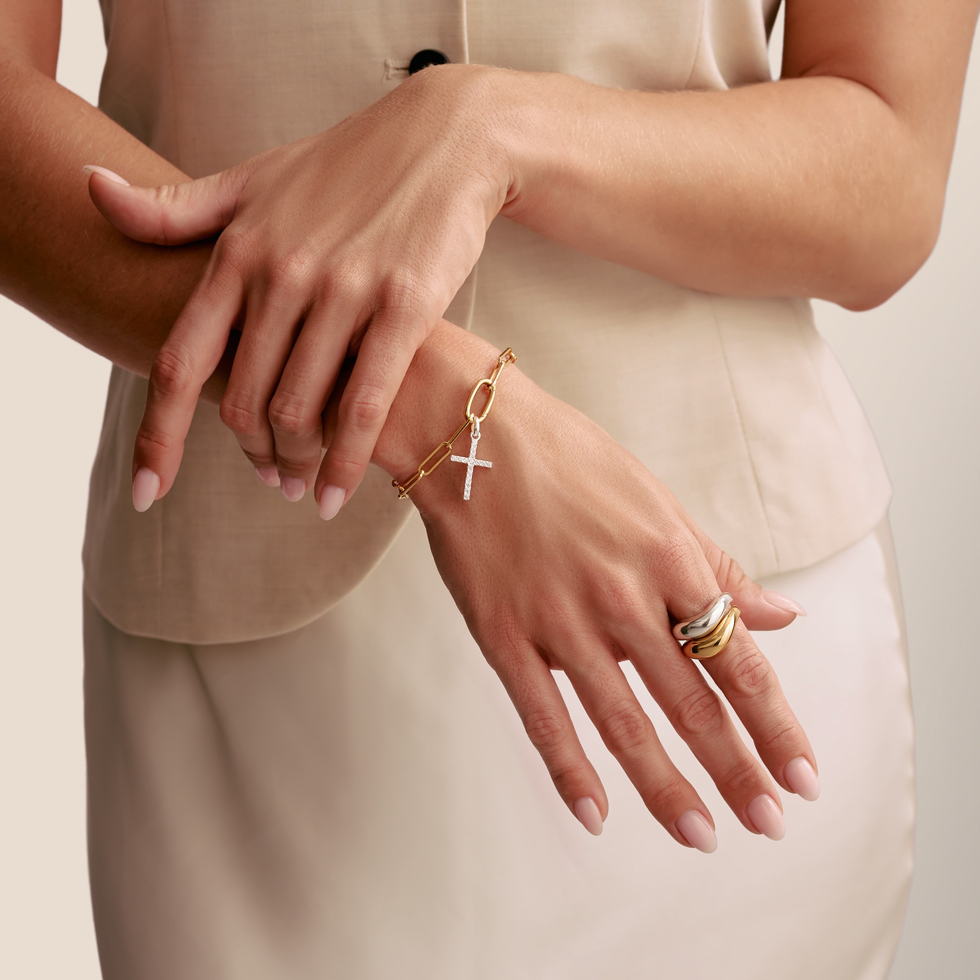 THOMAS SABO Charm Kreuz »Charm Kreuz - Connect« mit Zirkonia (synth.)