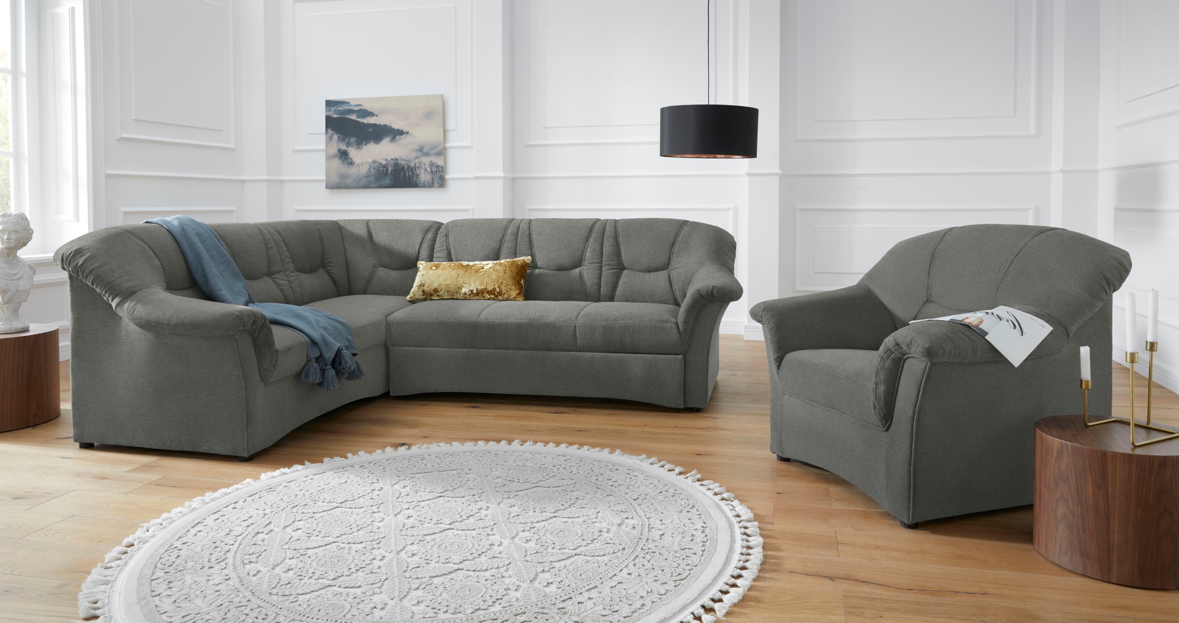 DOMO collection Ecksofa »Sarafina zeitlos und komfortabel, optional mit Federkern, L-Form«, wahlweise mit Bettfunktion