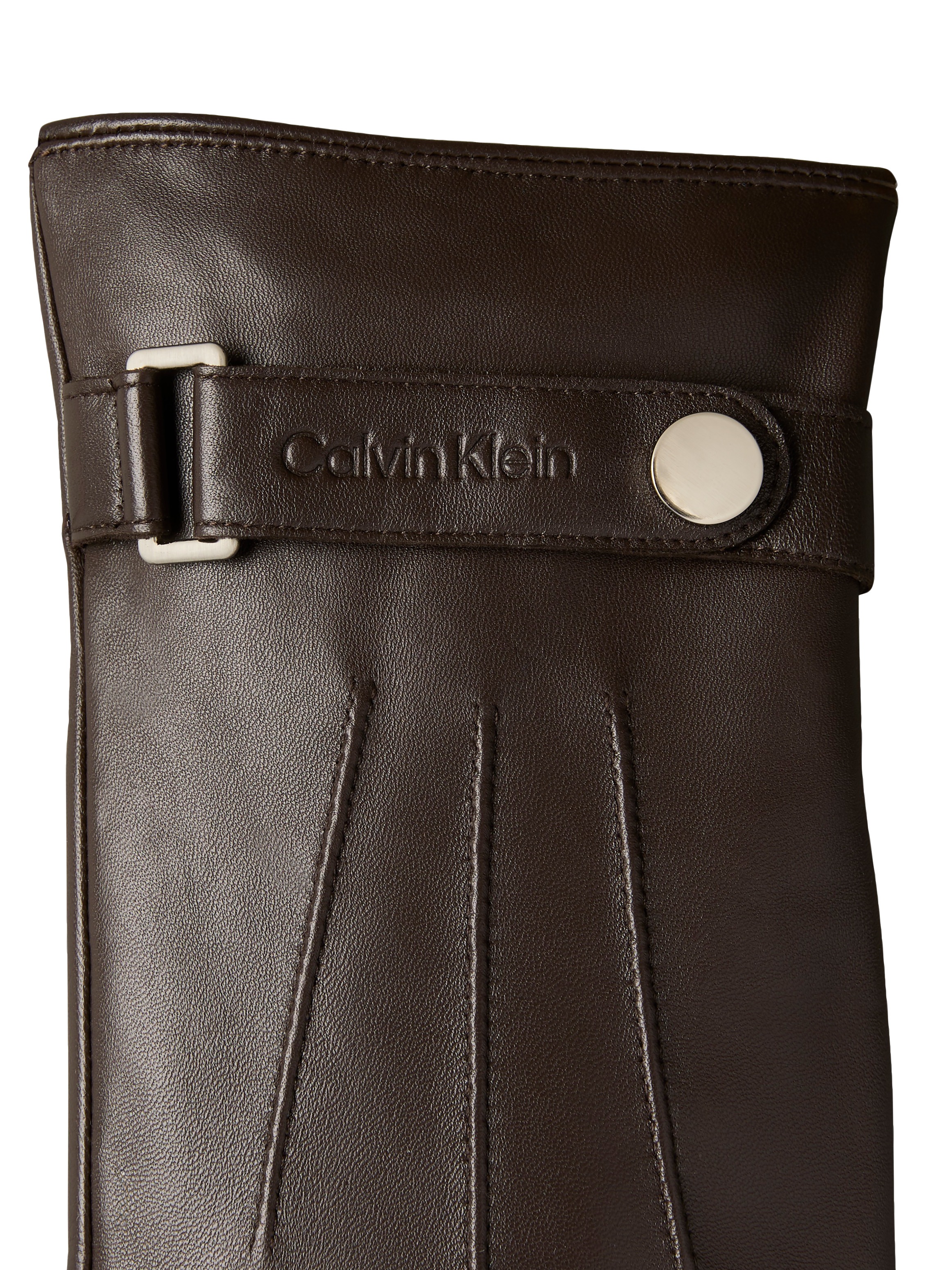 Calvin Klein Lederhandschuhe »LOGO STRAP SMOOTH LEATHER GLOVES« Perfekt für den Alltag