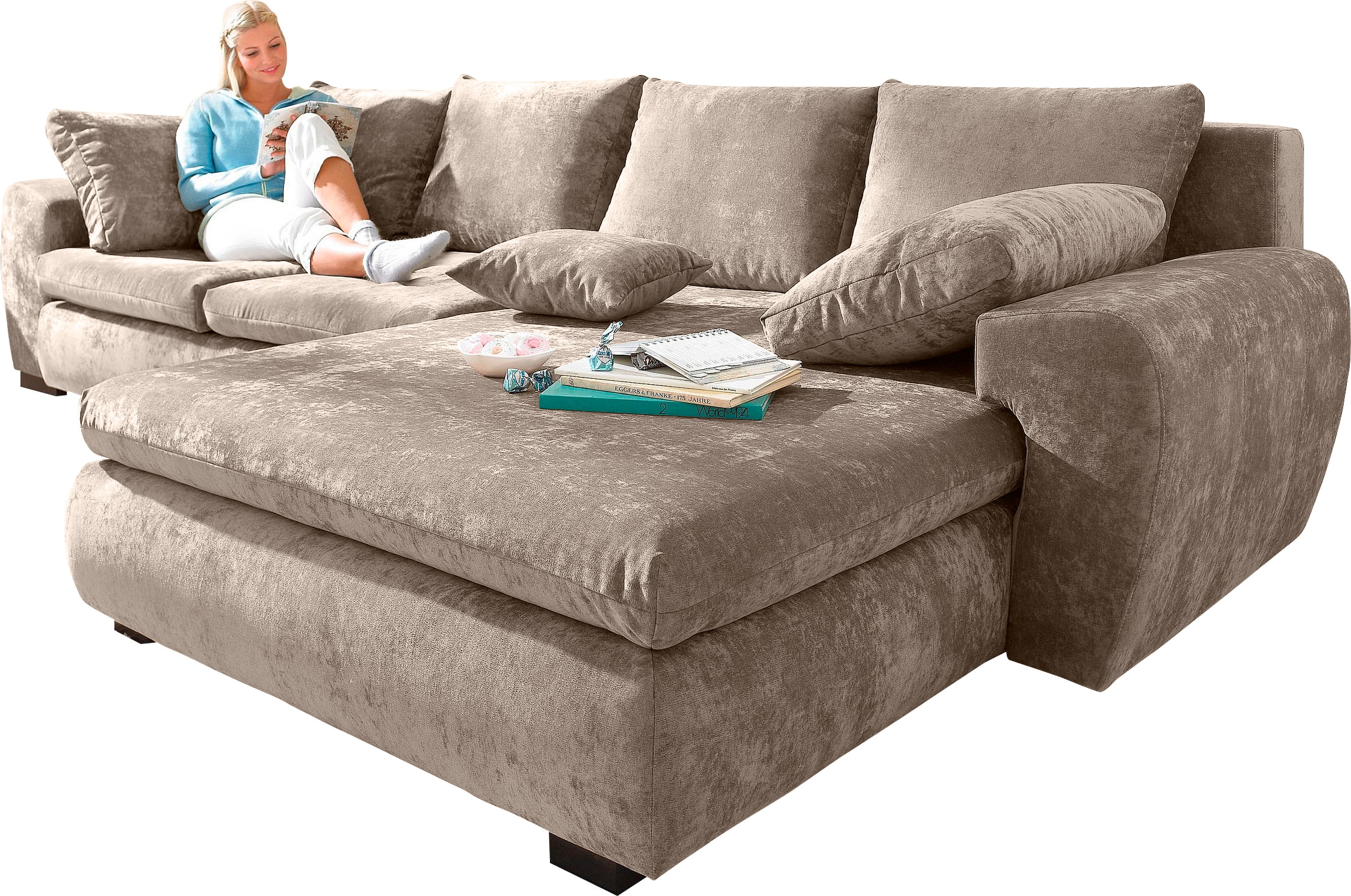 Home affaire Ecksofa »Cara Mia L-Form, B: 325 cm« mit 4 Zierkissen, optional Bettfunktion & Bettkasten
