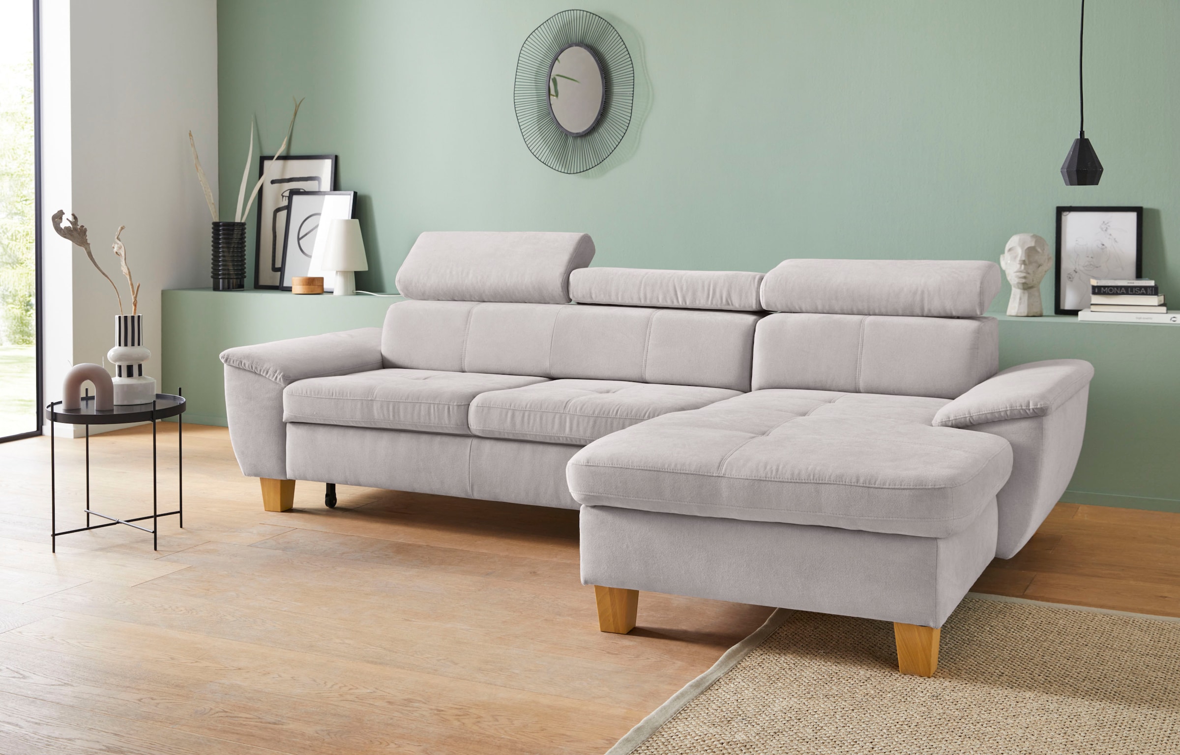 exxpo - sofa fashion Ecksofa »Enya, aufwendige Detailverarbeitung, hoher Sitzkomfort, bequem, L-Form« inkl. Kopfteilverstellung, wahlweise mit Bettfunktion und Bettkasten