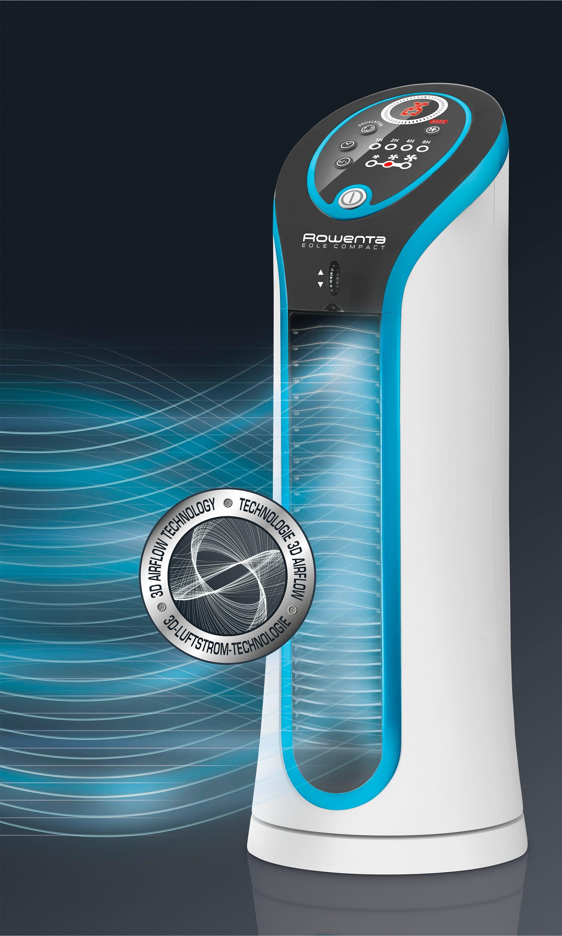 Rowenta Tischturmventilator »Eole Compact, leise mit nur 45 dB(A), transportierbar, Timer,«, 3 Geschwindigkeiten, Eco-Abschaltautomatik, weiß/schwarz, VU6210F0