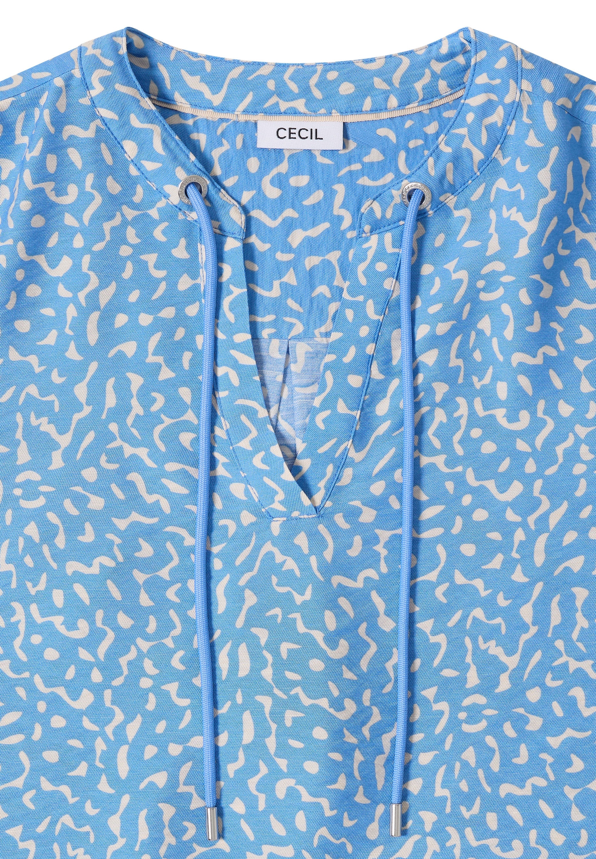 Cecil Langarmbluse mit Minimalprint und Splitneck