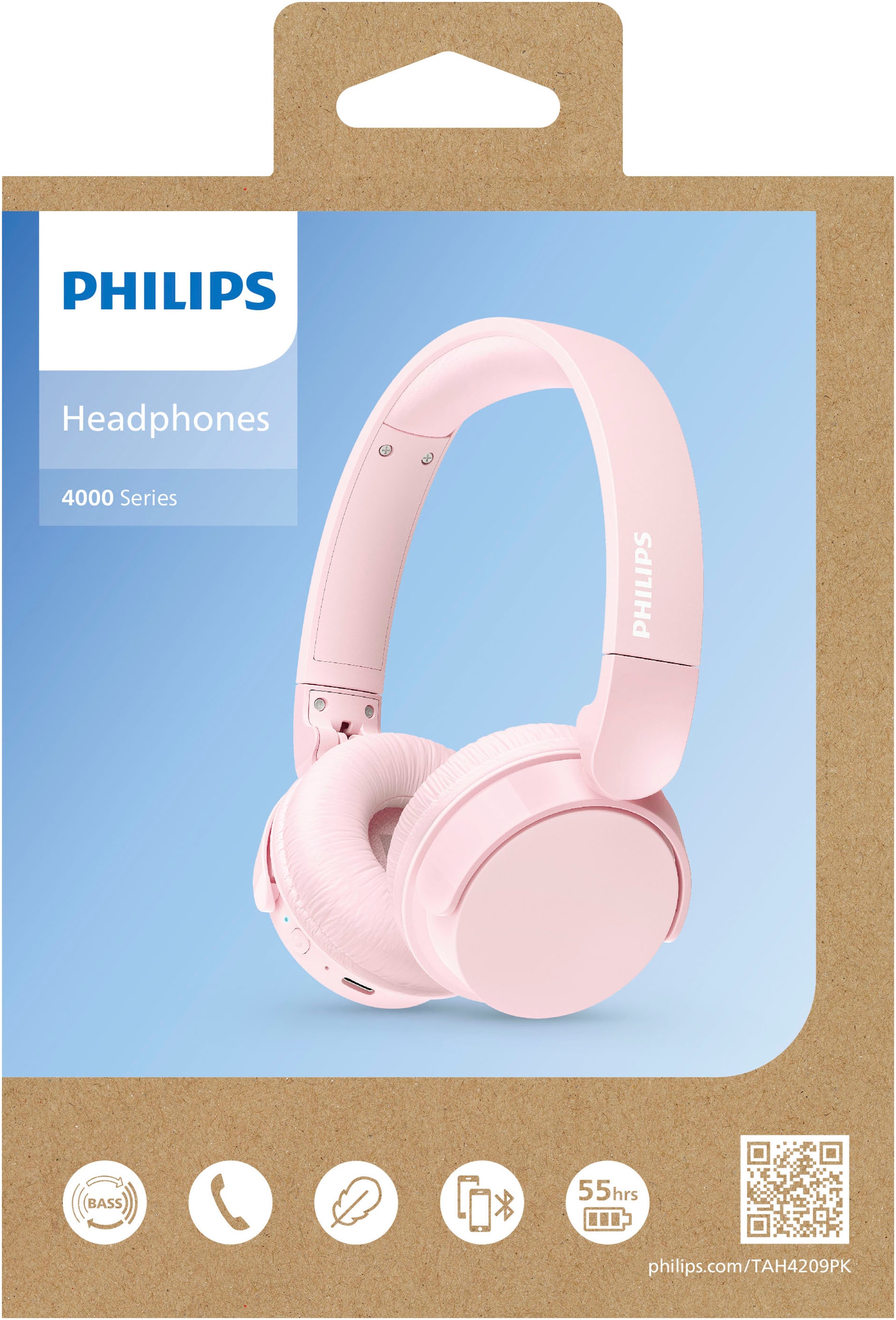 Philips On-Ear-Kopfhörer »TAH4209«, Bluetooth-A2DP Bluetooth-AVRCP Bluetooth-HFP, Geräuschisolierung-Multi-Point-Verbindung-Sprachsteuerung-integrierte Steuerung für Anrufe und Musik
