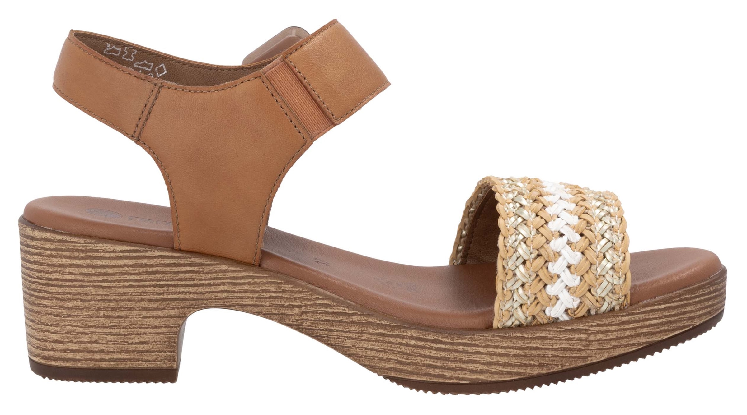 Remonte Sandalette, Blockabsatz, Plateau, Sandale, Sommerschuh mit Bandage in Bastoptik