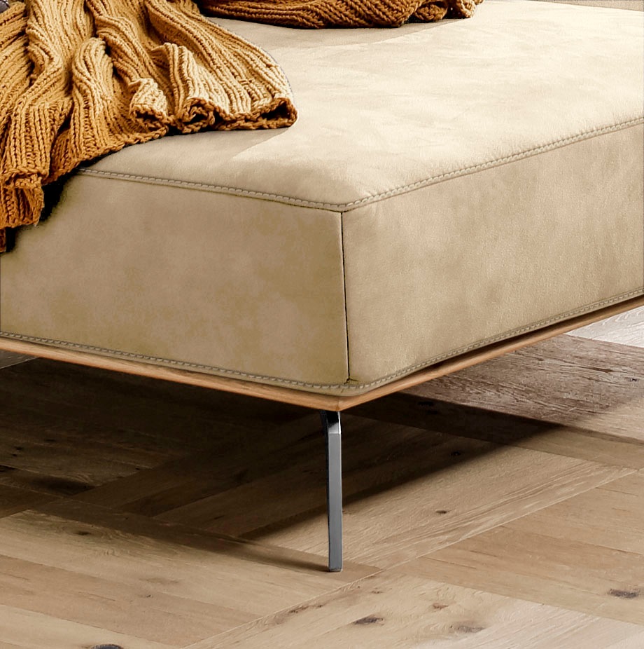 W.SCHILLIG Ecksofa »run, Designsofa, bequem, L-Form«, mit elegantem Holzsockel, Füße in Chrom glänzend, Breite 299 cm