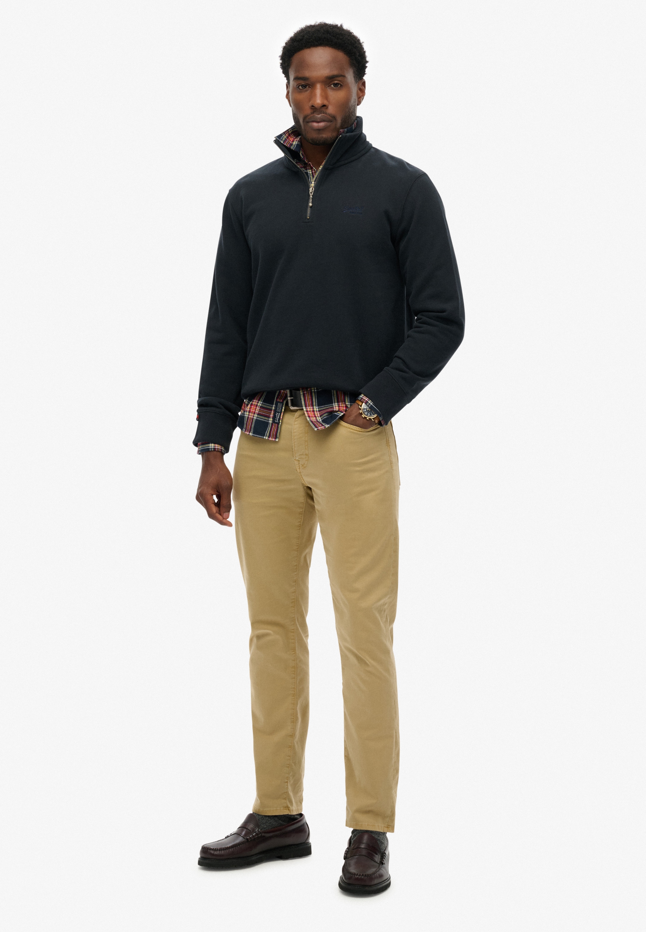 Superdry Sweatshirt »ESSENTIAL LOGO HENLEY«, aus Baumwolle und Polyester, Loose Fit, angeraute Sweatware
