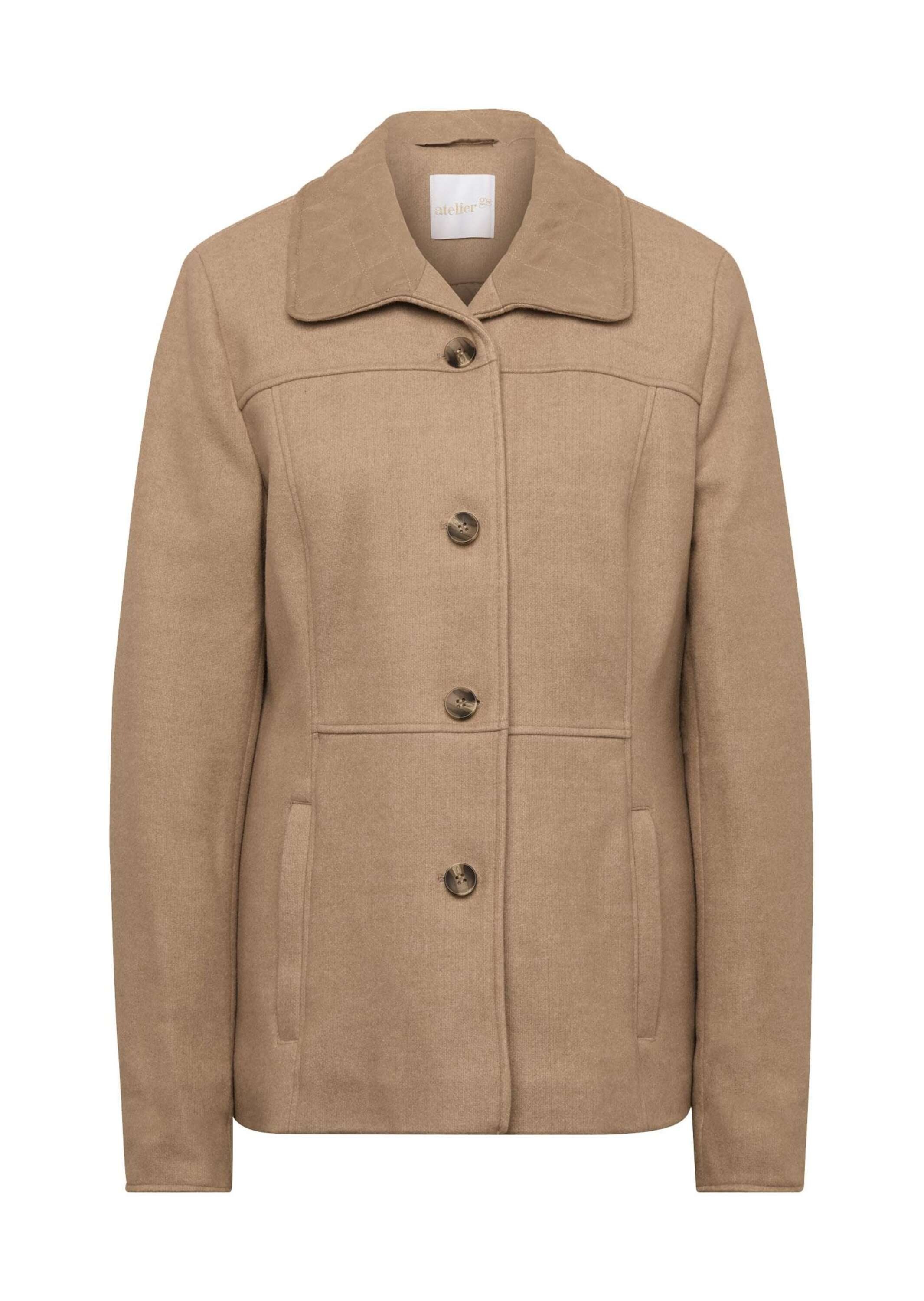 GOLDNER, Damen, Kurzjacke »Jacke in Velourslederoptik« Ohne, milchkaffee / camel / melange, 48, milchkaffee / camel / melange, Figurbetonter Schnitt 