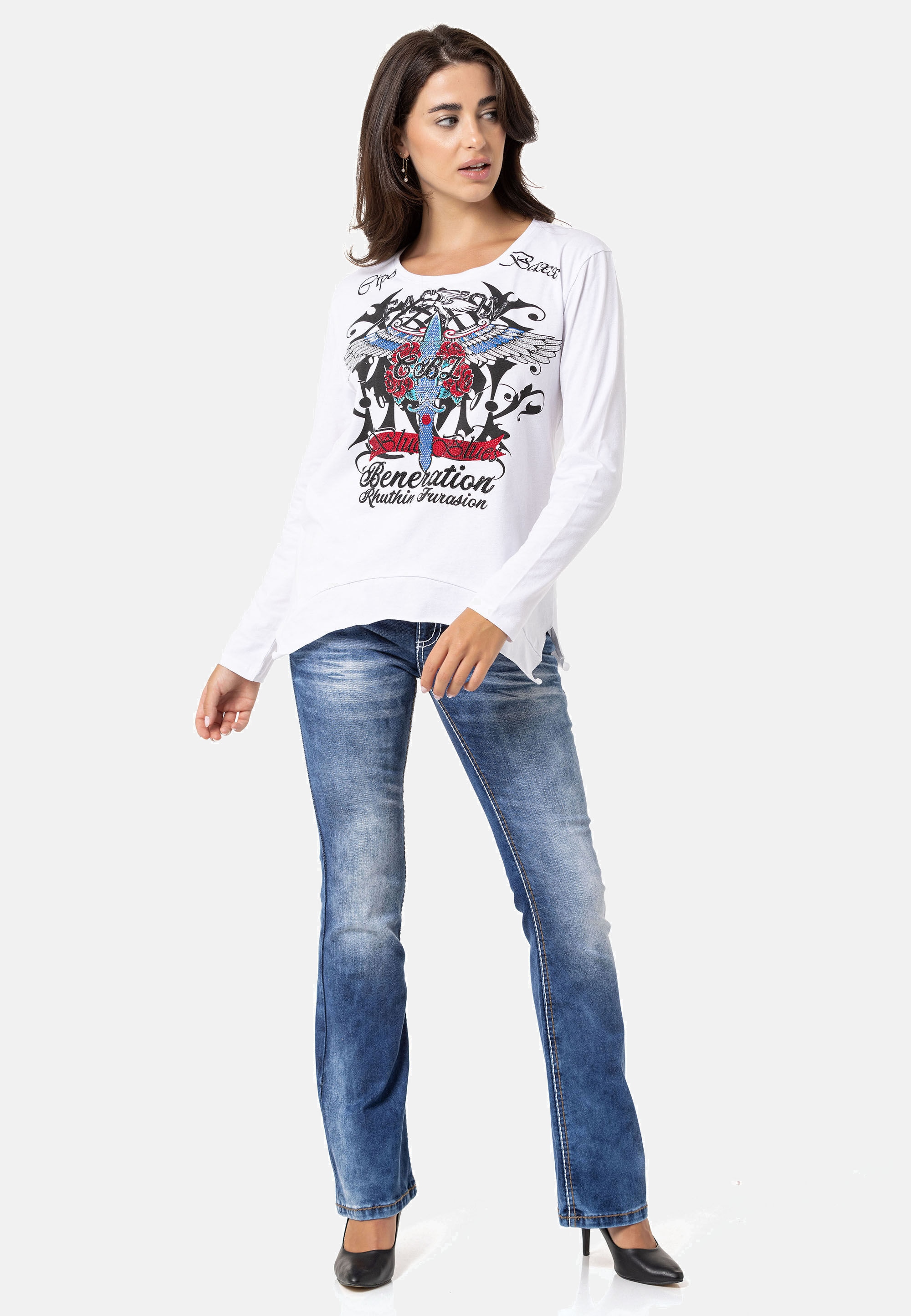 Cipo & Baxx Sweatshirt »Cipo & Baxx Sweatshirt WL354«, mit Rundhalsausschnitt
