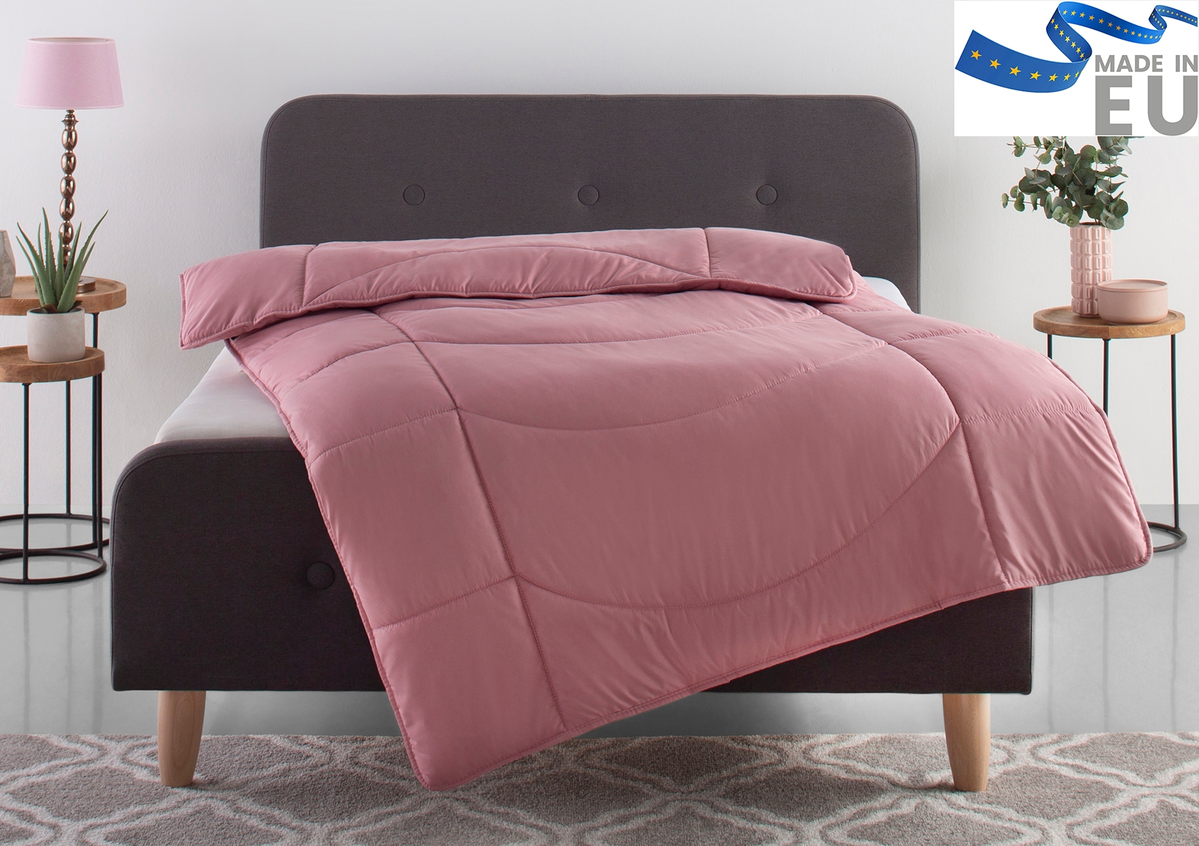 OTTO home Microfaserbettdecke "Microlux, Bettdecke 135x200 cm und Übergrößen bis 240x220cm" normal Füllung Feuchtigkeitsregulierende 3D Klimafaser (Polyester) 1 Stk. tlg. fest versteppter Bezug - keine Bettwäsche nötig, Sommer, Winter