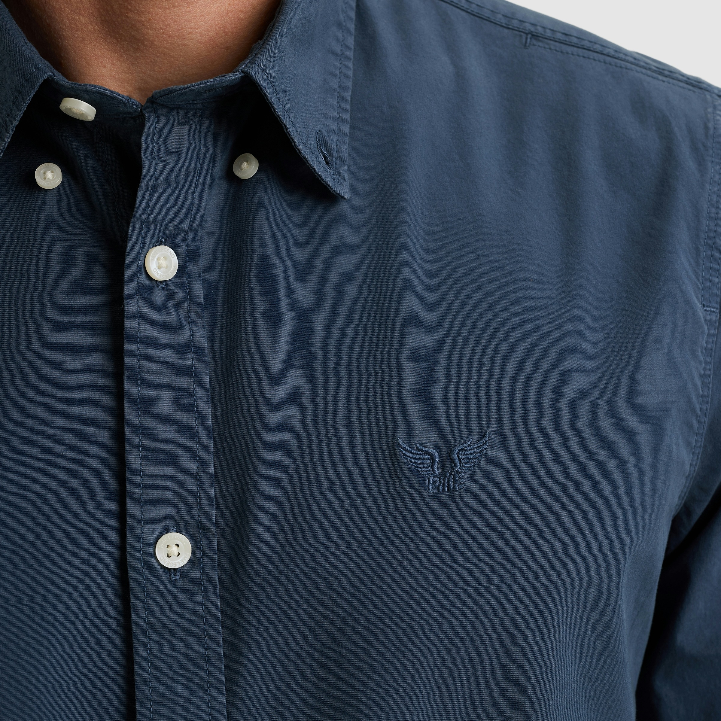 PME LEGEND Langarmhemd mit Logo Stickerei