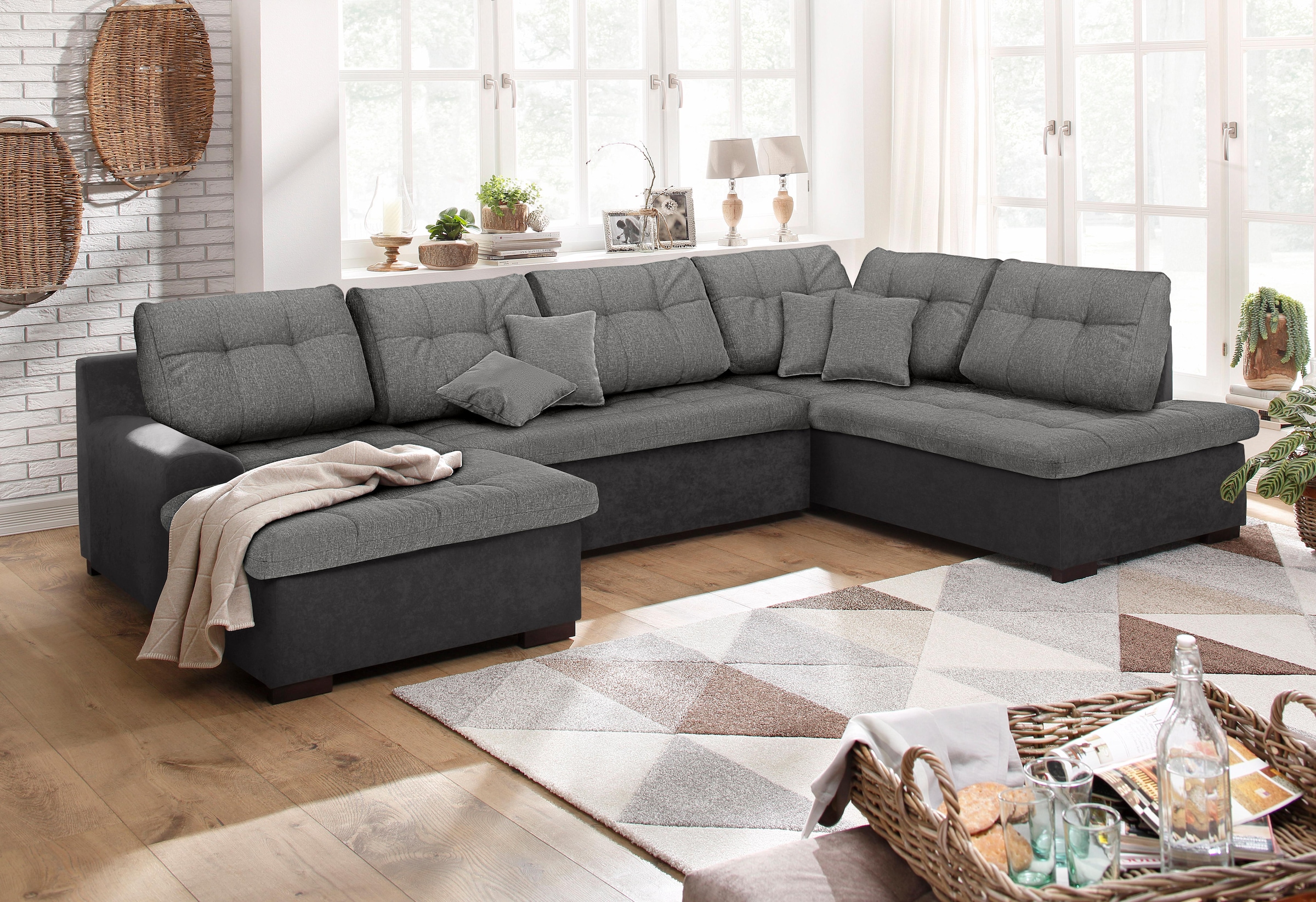 Home affaire Wohnlandschaft »Föhr U-Form« wahlweise mit Bettfunktion