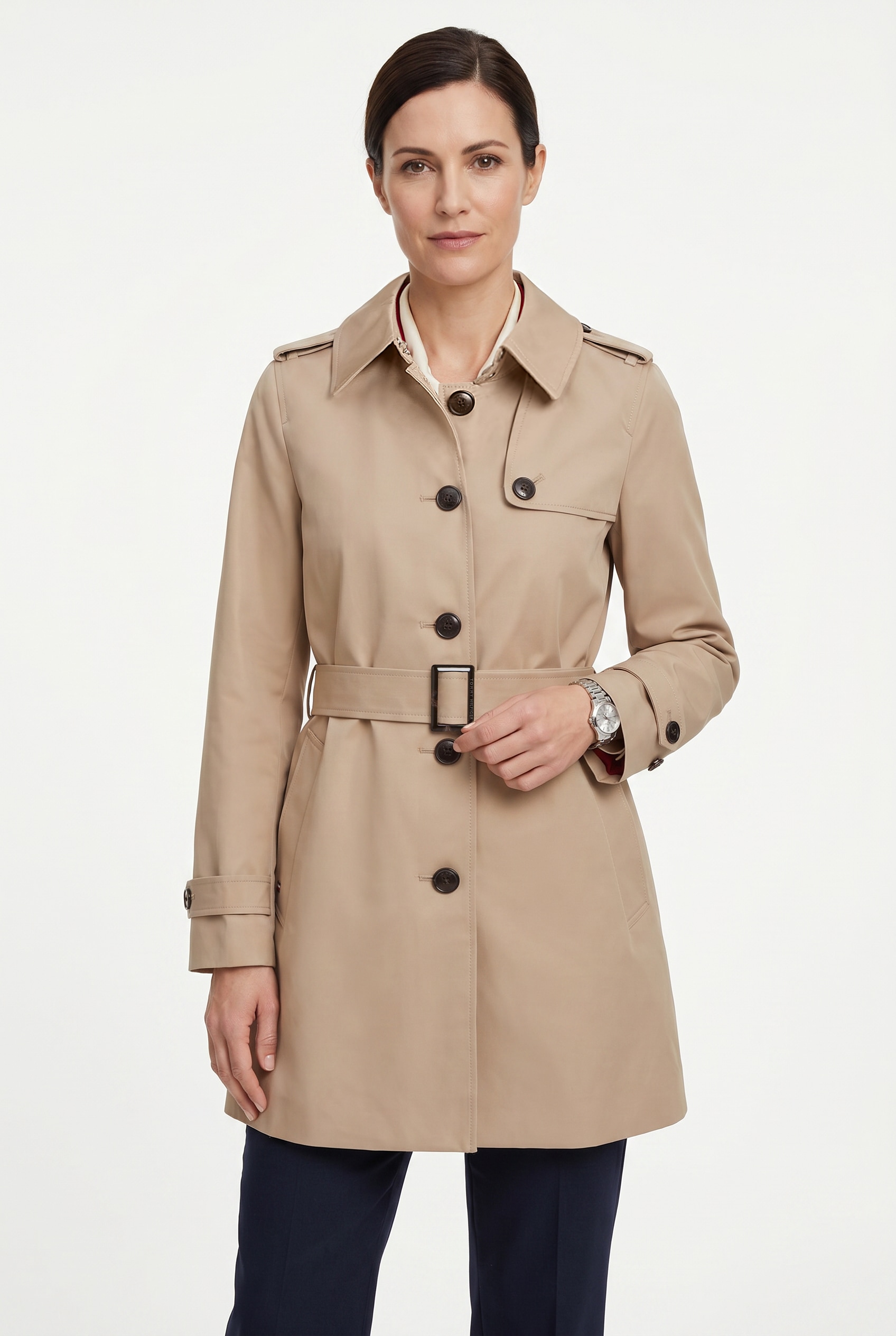 Tommy Hilfiger Langjacke »HERITAGE SINGLE BREASTED TRENCH« mit den typischen Trenchcoat-Details
