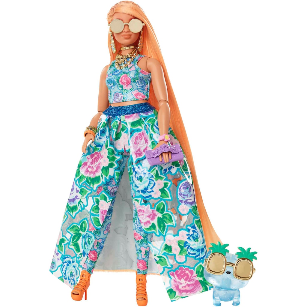 Barbie Anziehpuppe »Extra Fancy im blauen Kleid mit Blumenmuster«