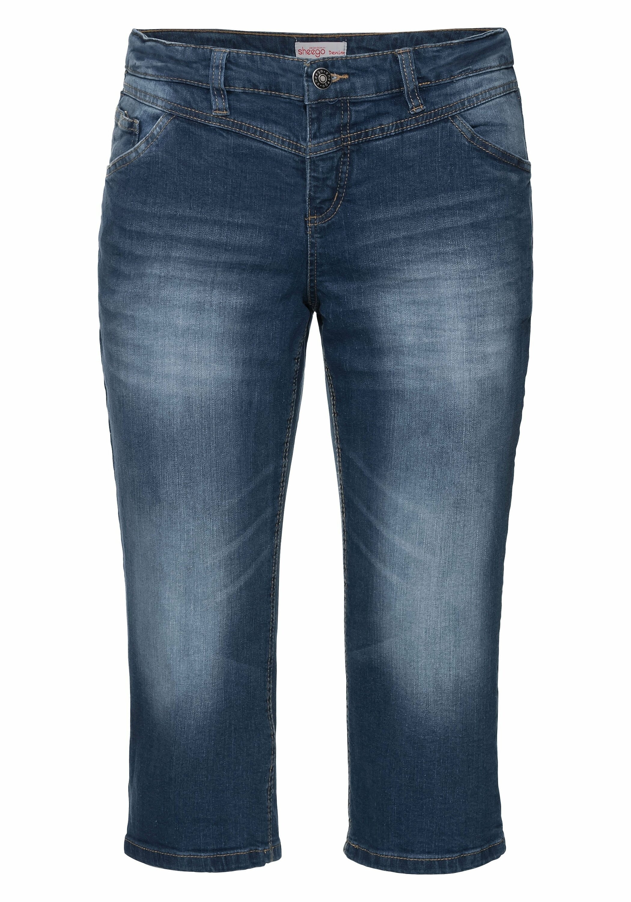 Sheego 3/4-Jeans »Caprijeans "Die Schmale" mit Used-Effekten«