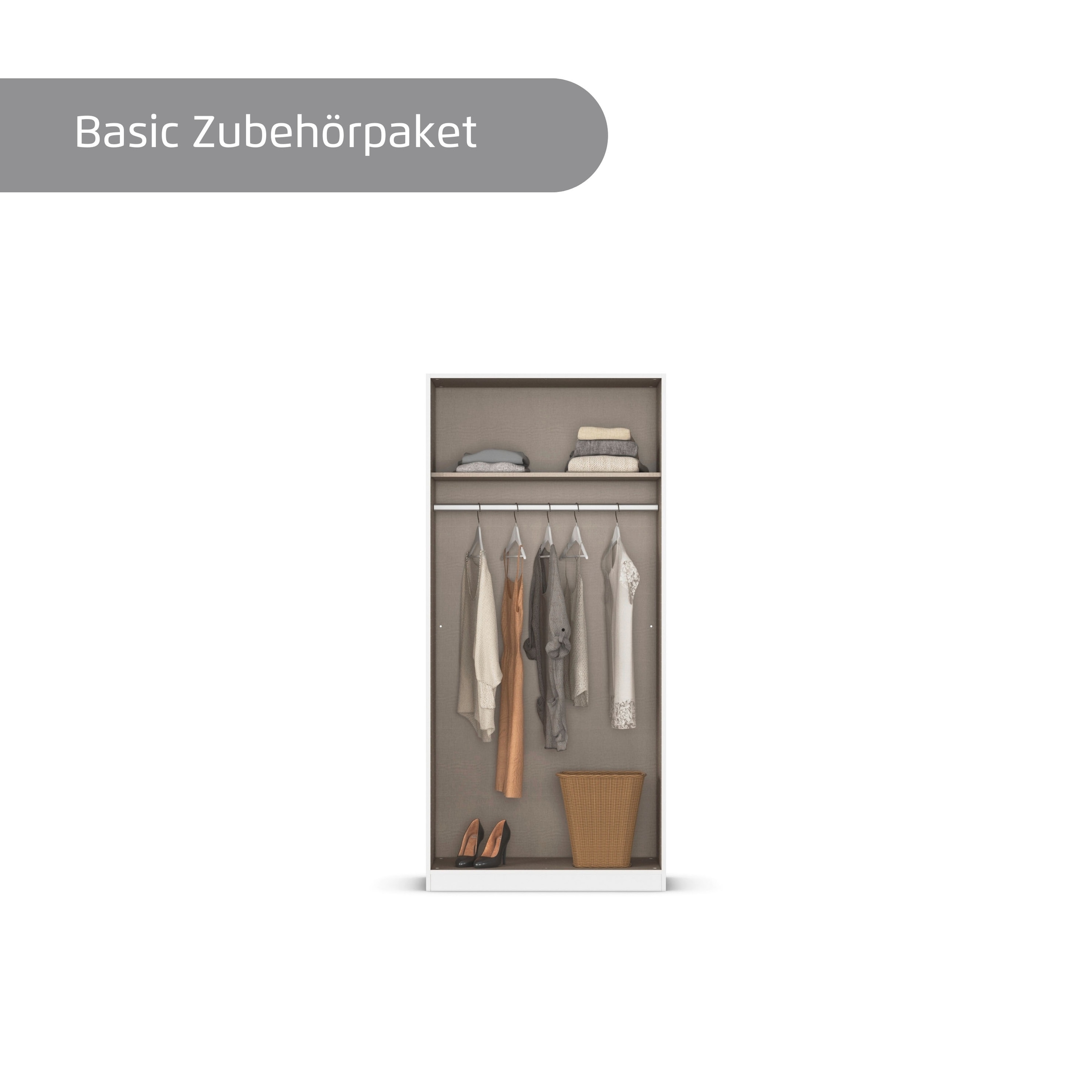 rauch Kleiderschrank »Drehtürenschrank Schrank Garderobe Wäscheschrank Schlafzimmer AVOLA« in 3 verschiedenen Ausstattungen BASIC/CLASSIC/PREMIUM,  mit hochwertigen Stangengriffen in Schwarz aus Metall MADE IN GERMANY