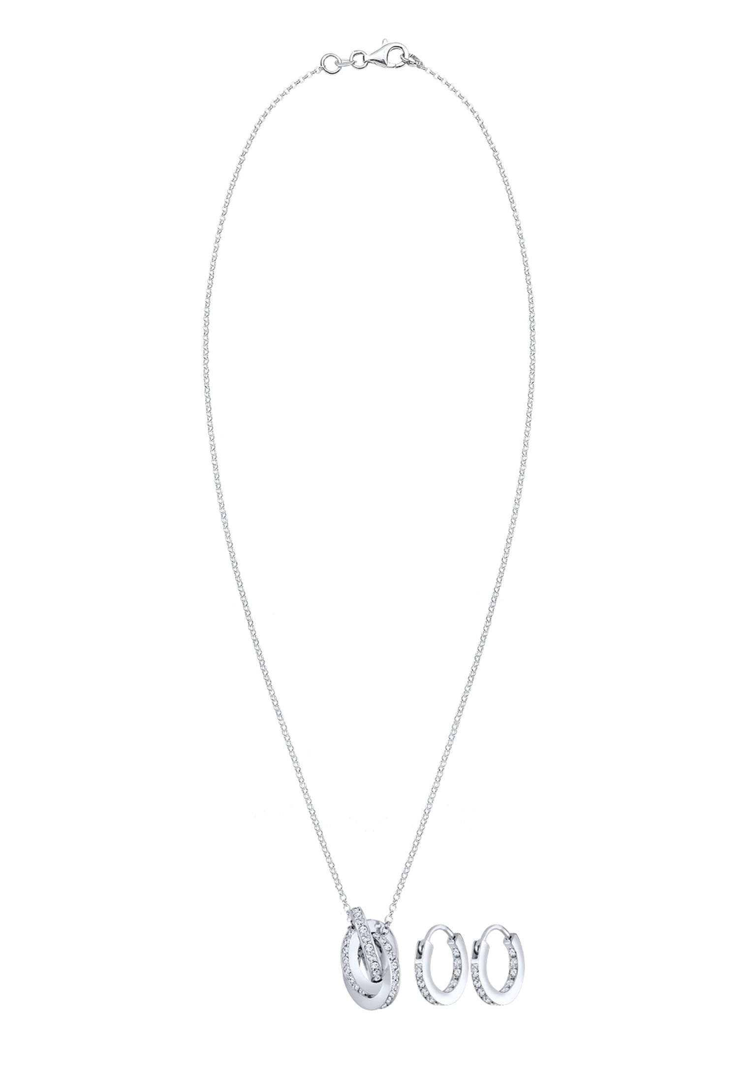 Elli Premium Ohrring und Ketten Set »Schmuckset Knoten Weiß 925 Sterling Silber, mit Kristallen von Swarovski®« ()