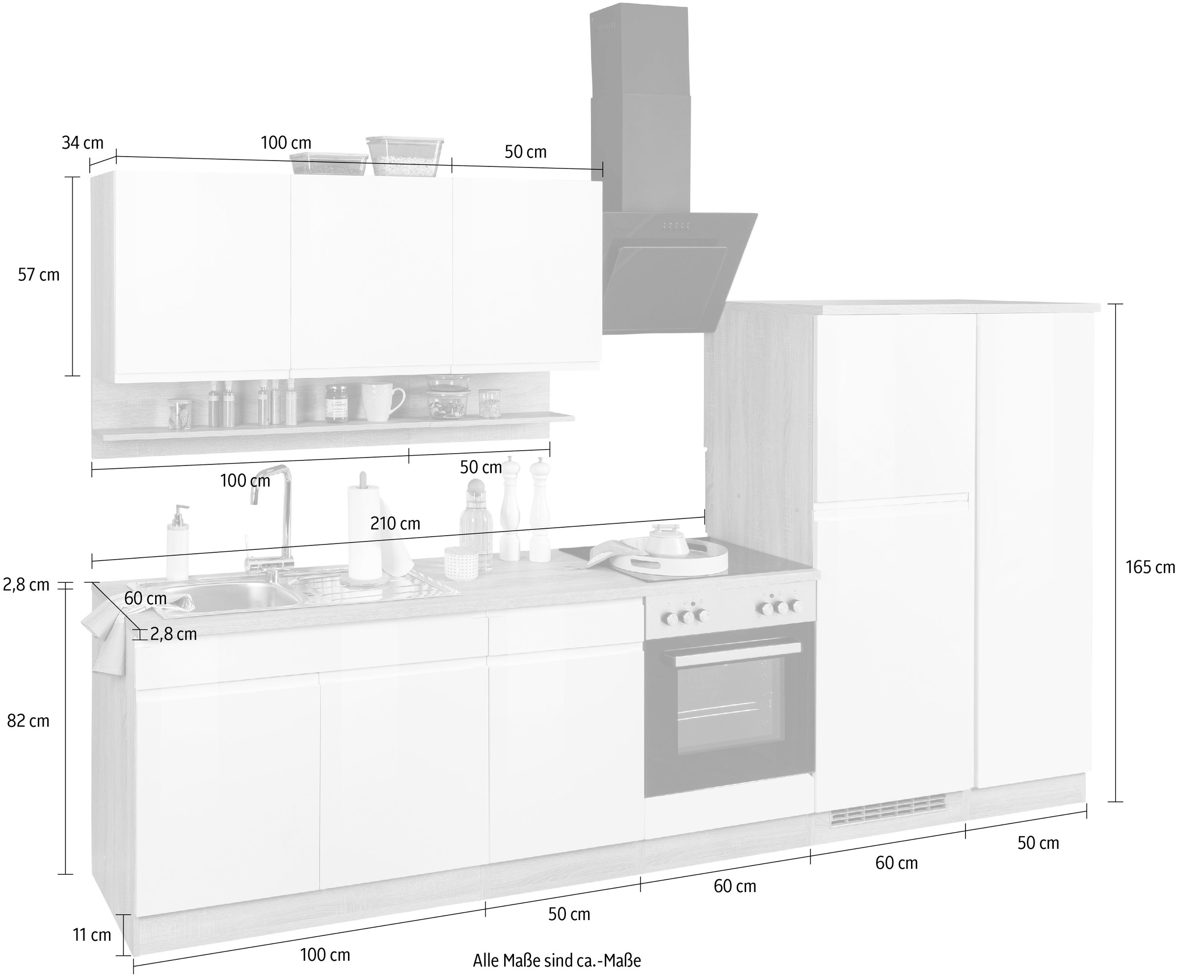 HELD MÖBEL Küche »Virginia«, Breite 320 cm, wahlweise mit E-Geräten bequem  bestellen | Küchenzeilen mit Geräten