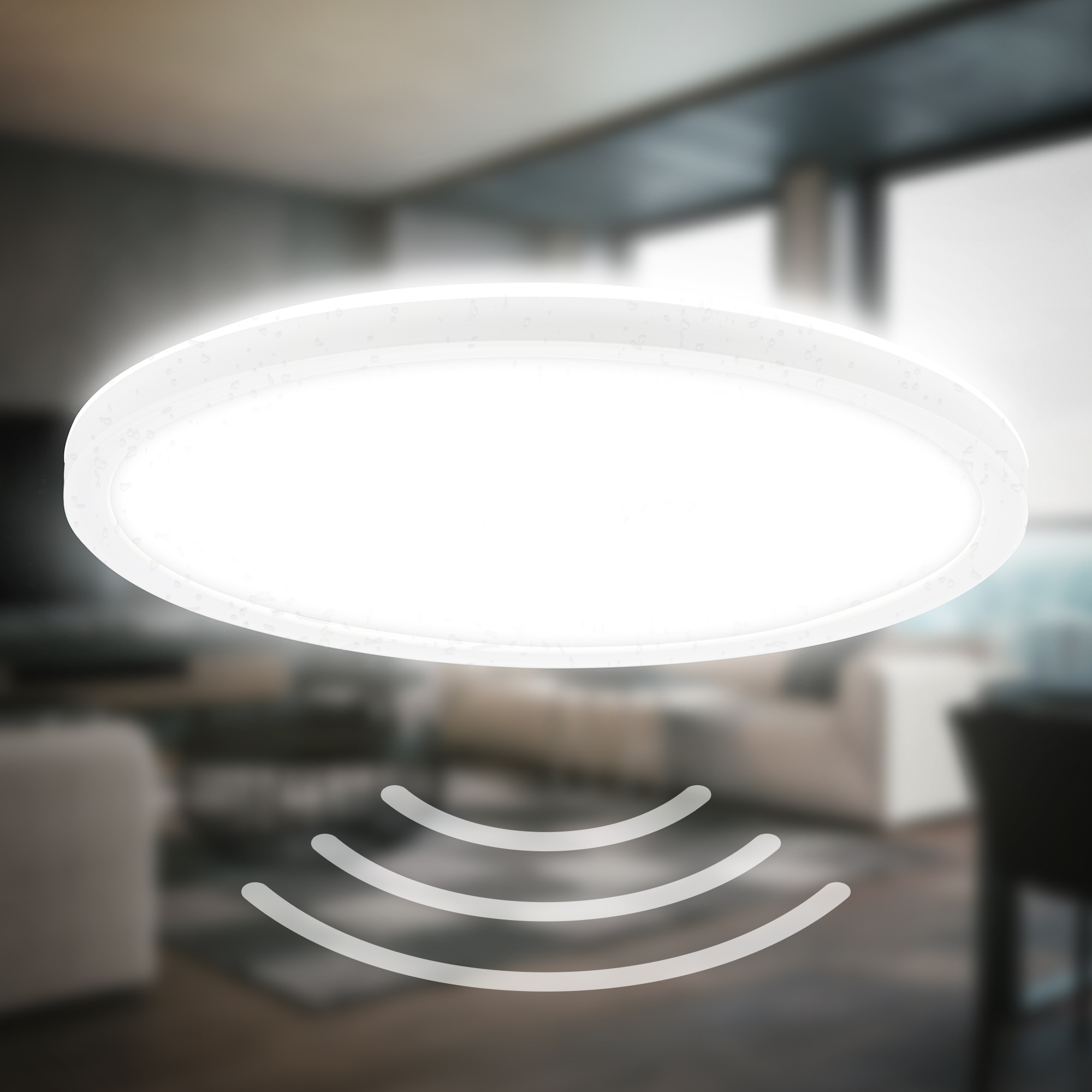 B.K.Licht LED Deckenleuchte »BKL1604 Ultraflache LED Badleuchte, mit Microwavesensor, IP44« LED-Modul 1 Stk. Neutralweiß 4.000K, 2.400 Lm, 18W, indirekte Hintergrundbeleuchtung, ⌀29cm, Weiß