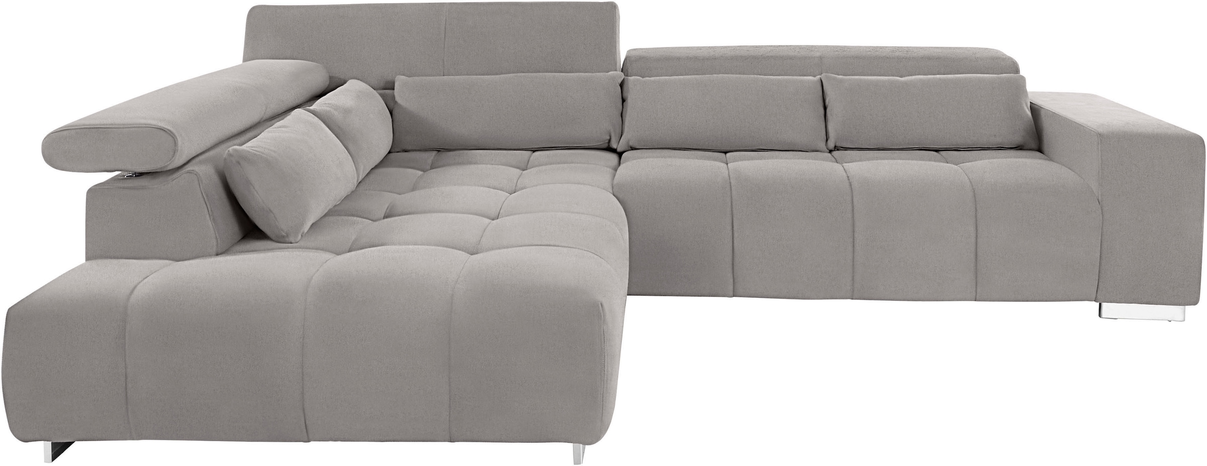 COTTA Ecksofa »Orion L-Form« mit Kopfteilverstellung & 5 Nierenkissen