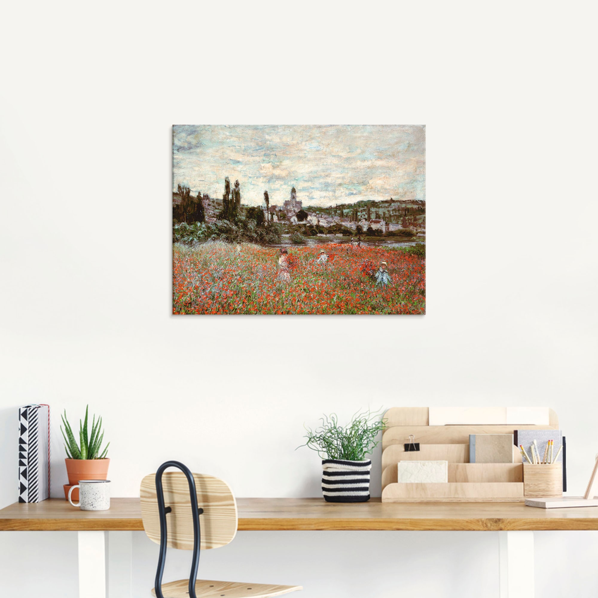 Artland Glasbild »Mohnfeld bei Vetheuil. Ca.1880«, Blumenwiese, (1 St.), in verschiedenen Größen