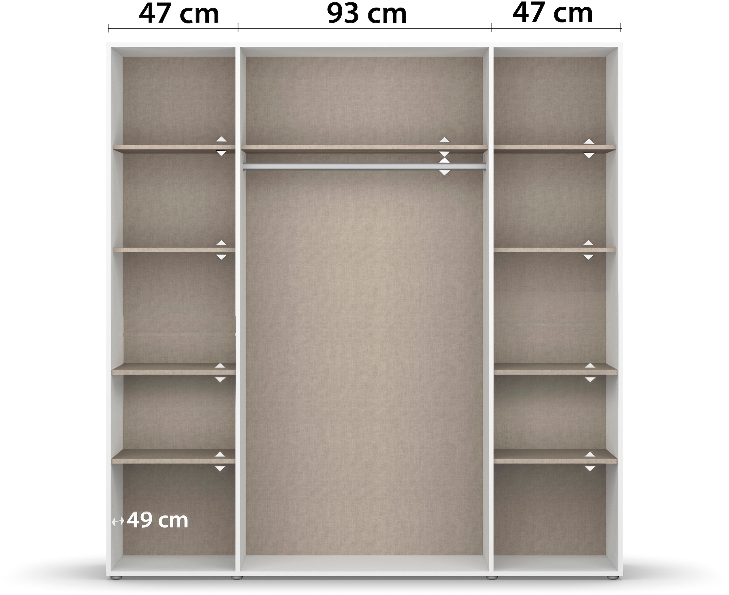 rauch Drehtürenschrank »Kleiderschrank Schrank Garderobe Wäscheschrank NAGATA viel Stauraum«, (in 3 verschiedenen Ausstattungen BASIC/CLASSIC/PREMIUM), mit modernen Stangengriffen in Graumetallic TOPSELLER MADE IN GERMANY
