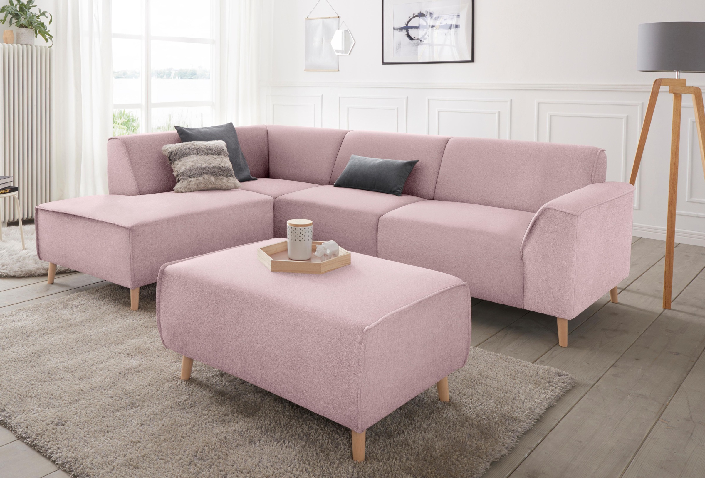 andas Ecksofa »Janek Scandic Design, elegant und zeitlos, L-Form«, mit Federkern und Keder in scandinavischem Design