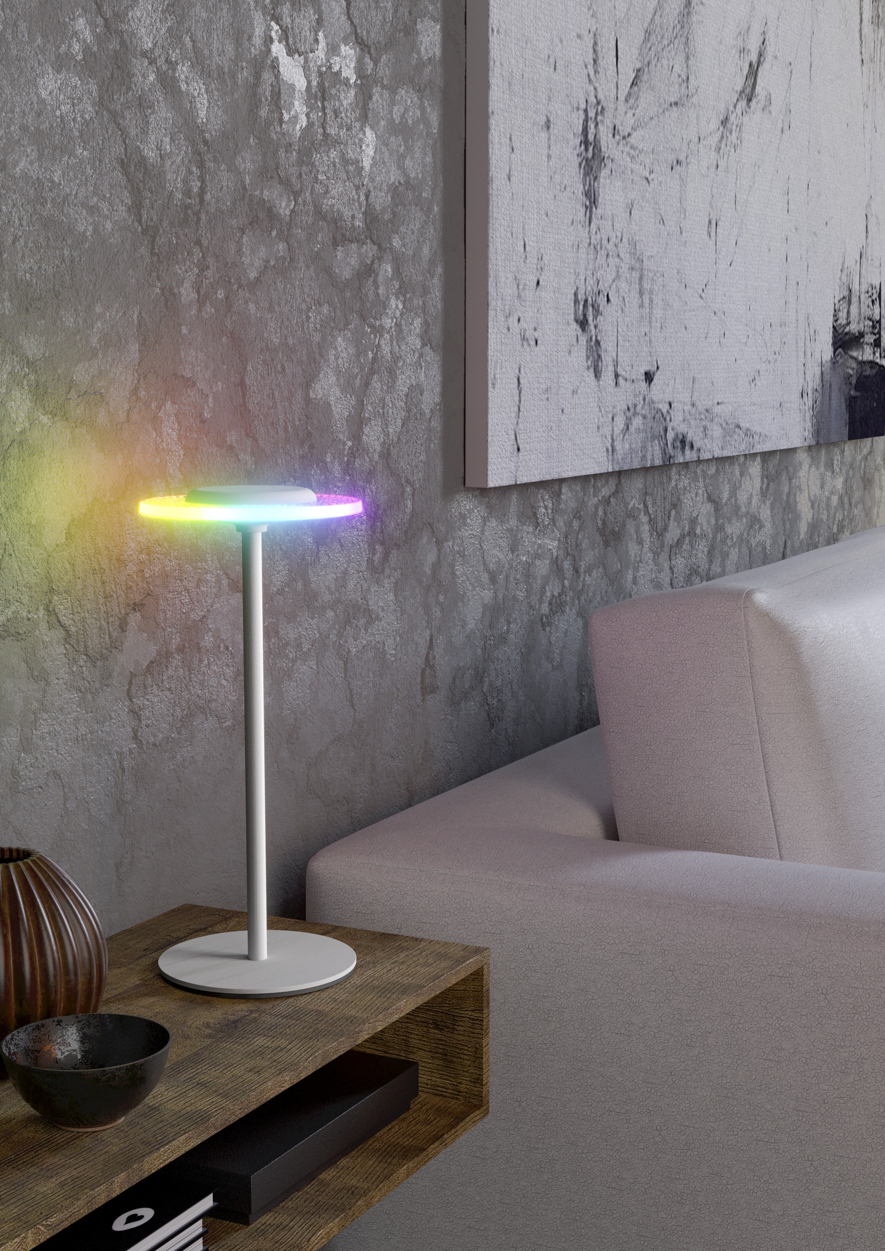 EGLO Tischleuchte »TREPELLA Tischlampe - Stahl - LED - 0,7W - IP20« LED-Modul 1 Stk. RGB | Warmweiß Nachttischlampe, Schreibtischleuchte, Leselampe, H29 x Ø13 cm