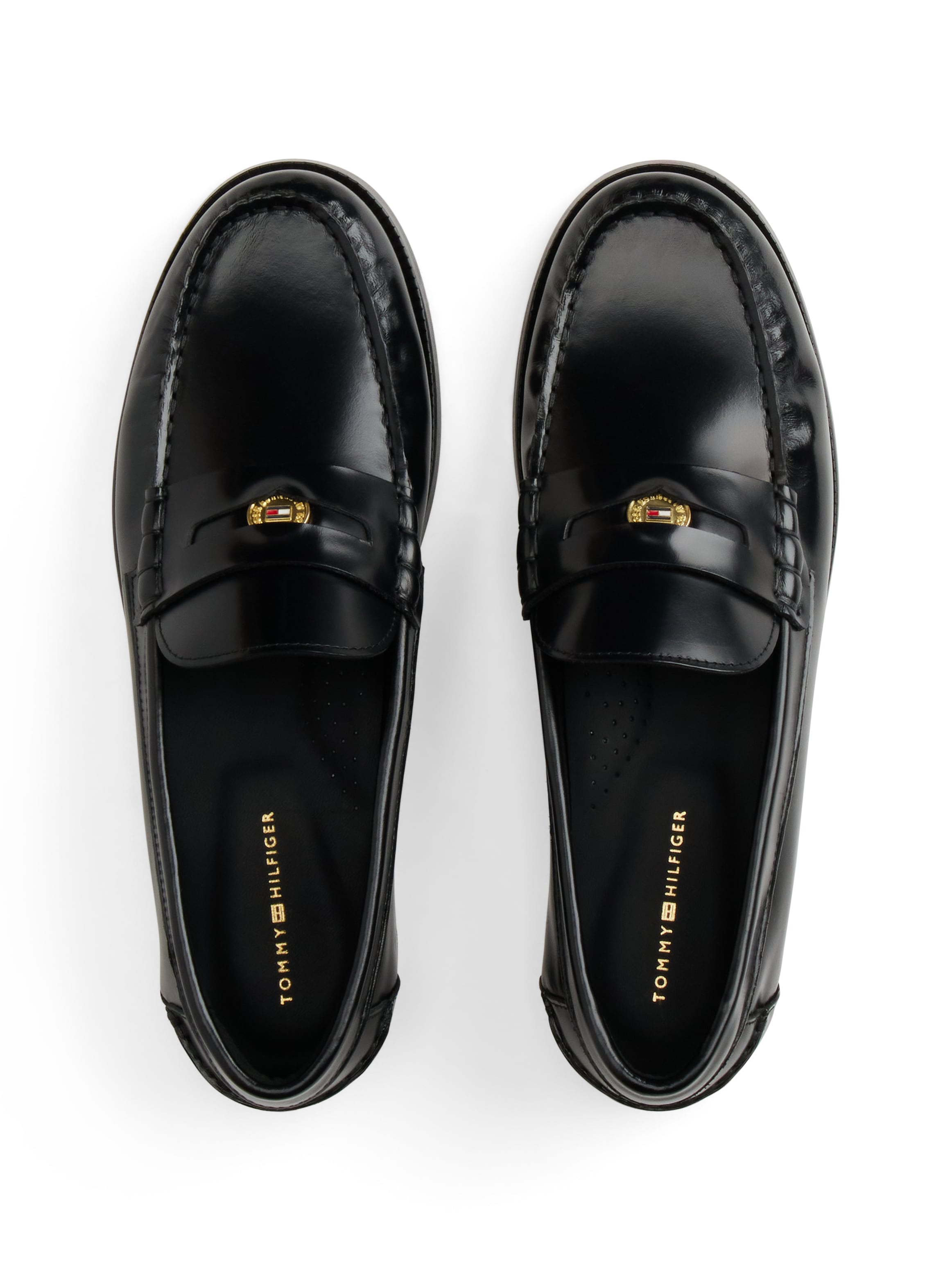 Tommy Hilfiger Loafer »HILFIGER PENNY ABRASIVATO«  , Blockabsatz, Slipper, Businessschuh mit klassischem Zierriegel