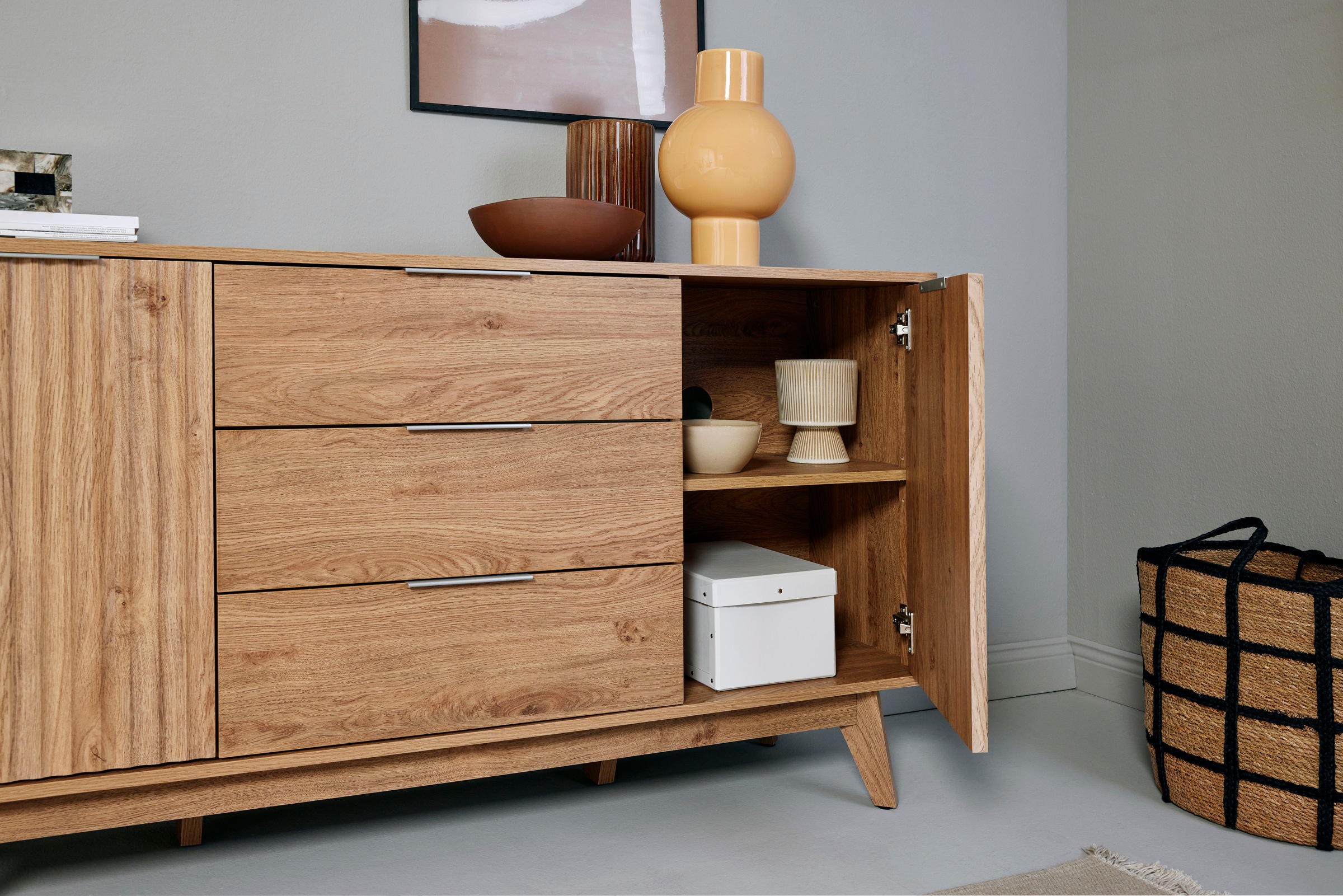 Jahnke Sideboard »WAVE SB 150«, (1 St.), Sideboard, Retro-Stil, Front in Wellendesign, Breite ca. 150 cm