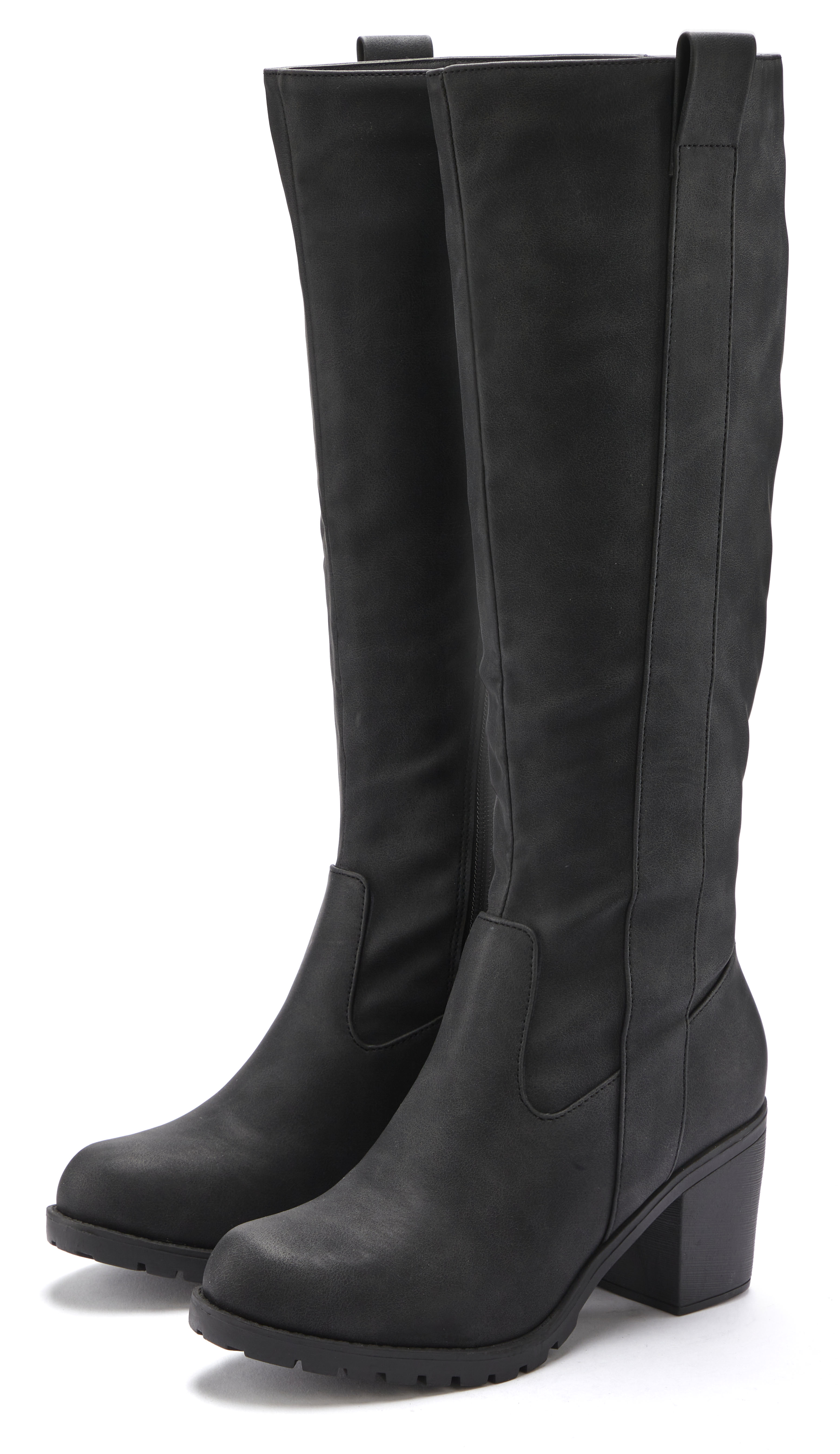 Weitschaftstiefel, mit Blockabsatz und pflegeleichtem Material im Cowboy Stil VEGAN