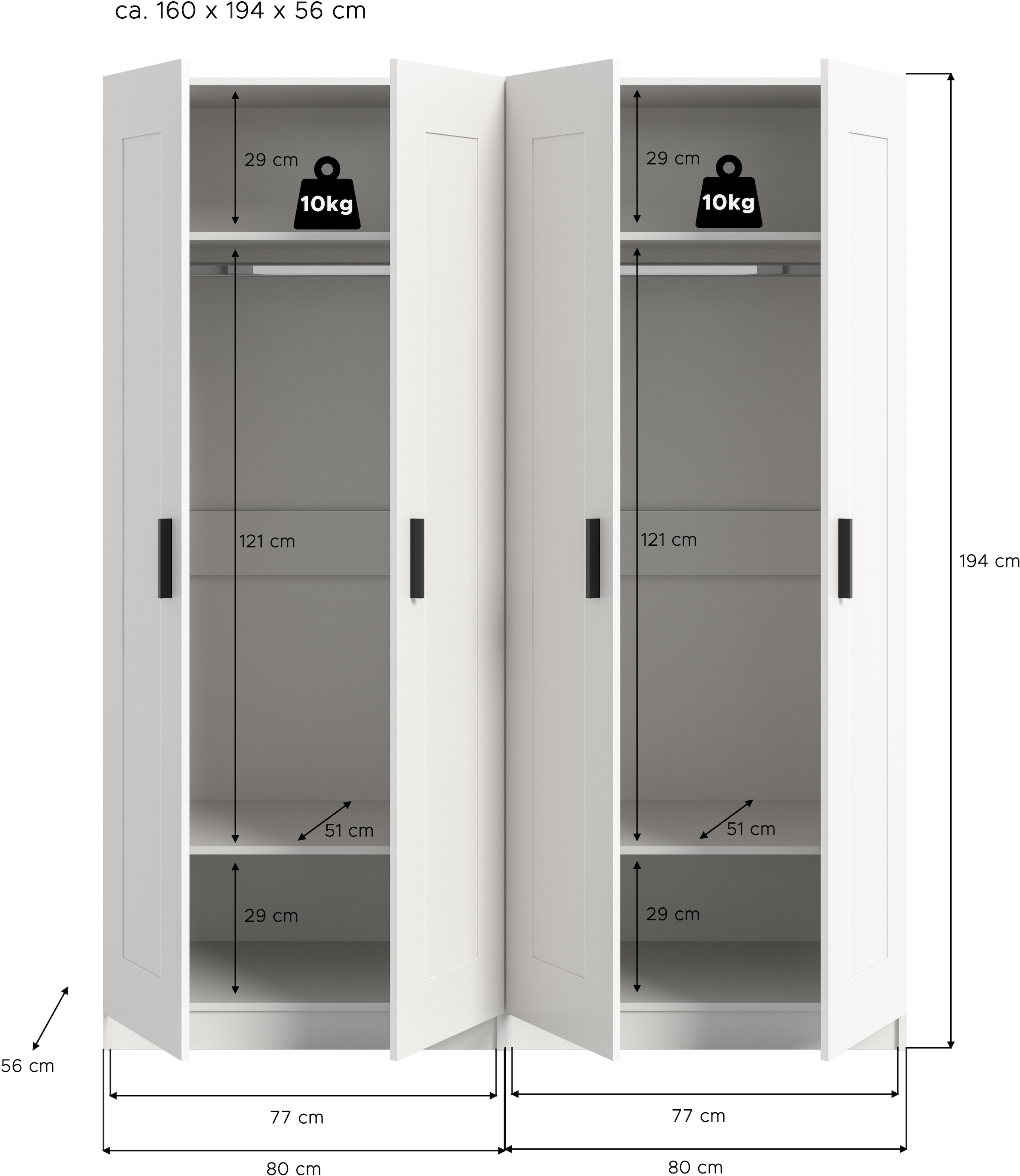 Home affaire Kleiderschrank »Farmsen, TOPSELLER!, Schlafzimmerschrank, Garderobe, Schrank« Schrank-Kombi, Schlafzimmer, Garderobenschrank, Flur,  Set best. aus: 2 Kleiderschränken, individuell platzierbar