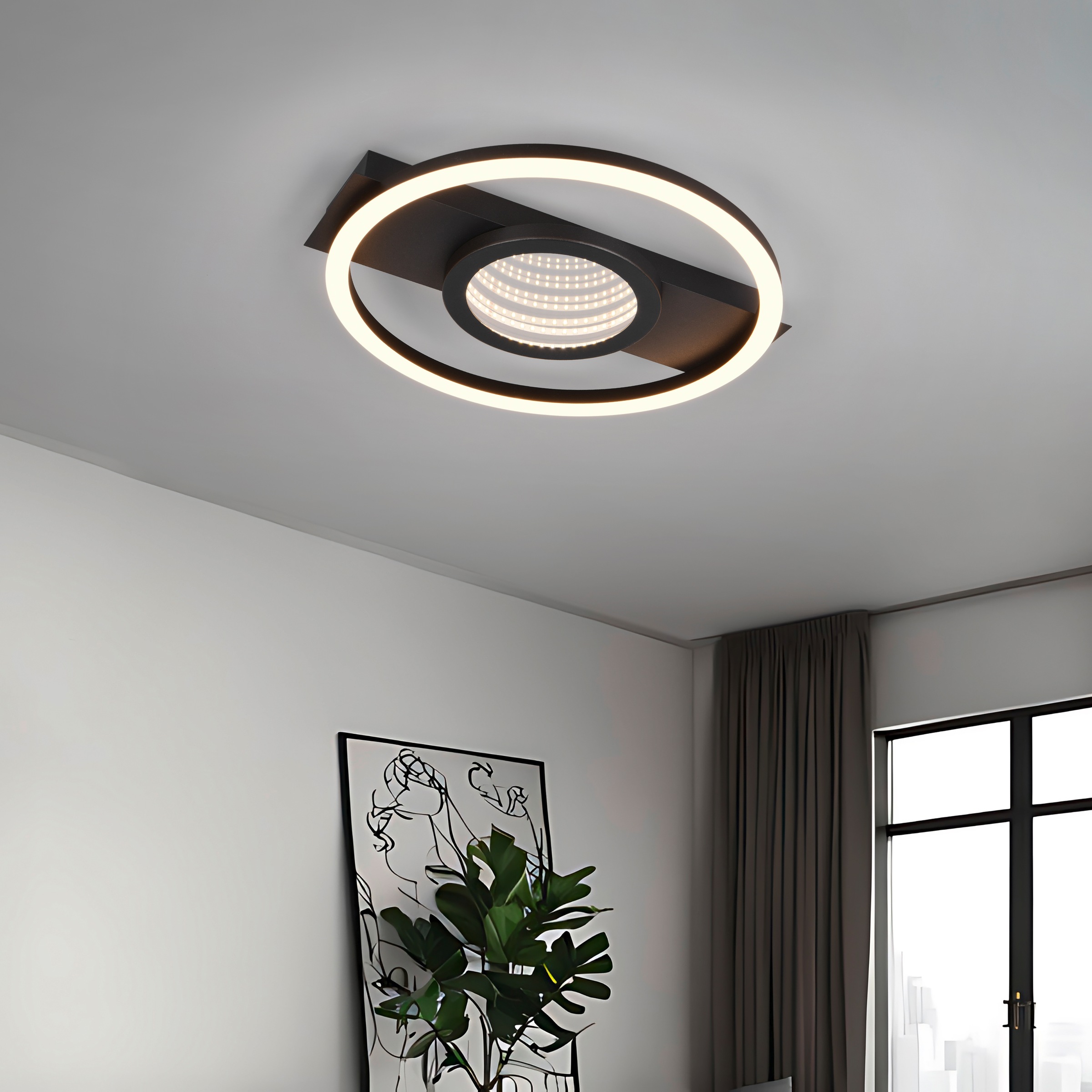REALITY Leuchten LED Deckenleuchte »WHEELER, LED Deckenlampe 16W 2000 Lumen 3000K warmweißes Licht« LED-Board 1 Stk. Warmweiß Lichteffekte mit Spiegelfolie, 35 x 33 cm, Wand- oder Deckenleuchte