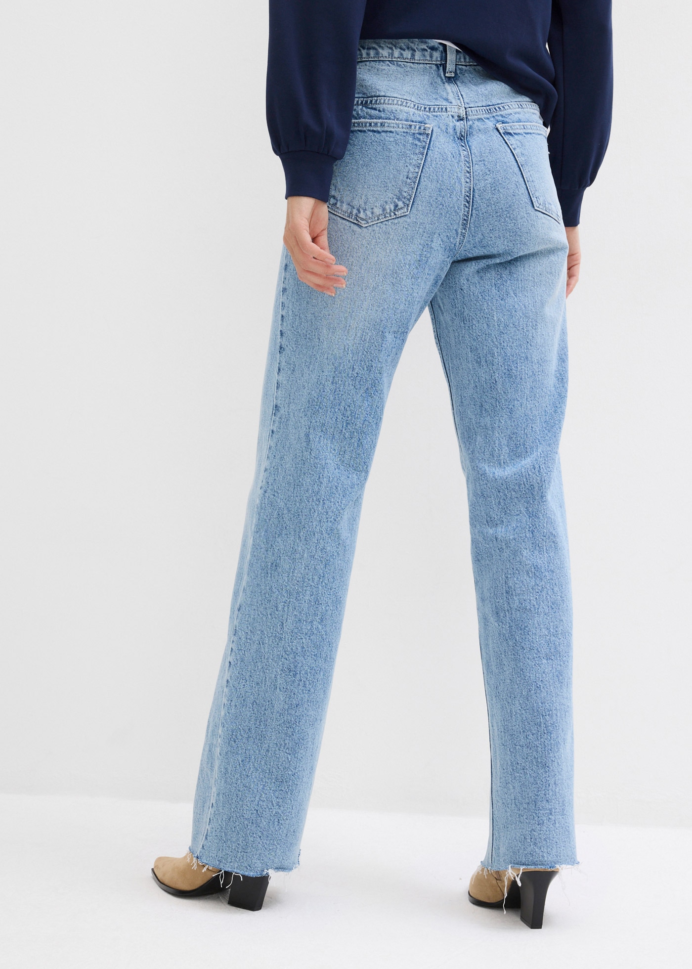 bonprix Weite Jeans 1 tlg. Loose Fit, High Waist, mit Elasthan, aus leichter Baumwolle