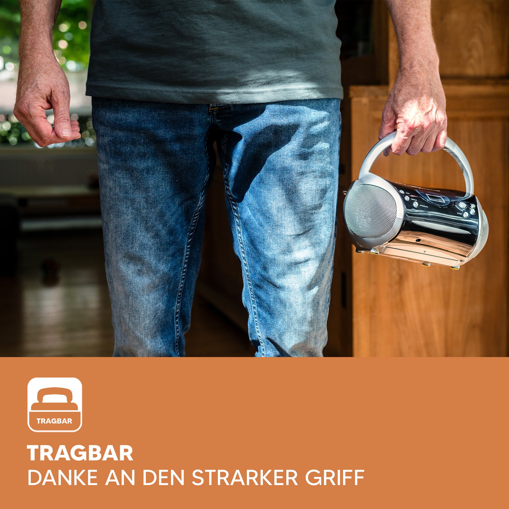 Lenco Boombox »SCD-24« ( FM-Tuner ) tragbar, CD‑Player, Teleskopantenne, programmierbarer Speicher