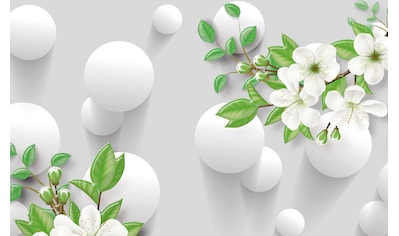 Papermoon Fototapete »Abstrakt 3D Effekt mit Blumen«, Vliestapete, hochwertiger... kaufen