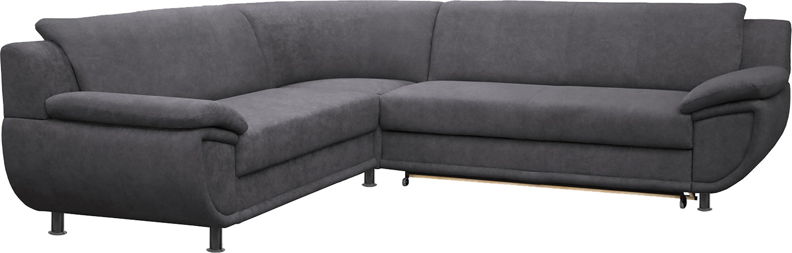 TRENDMANUFAKTUR Ecksofa »Rondo wahlweise mit Schlaffunktion, 267x247 cm (BxT), breite Armlehnen« L-Form, wahlweise mit Federkern bestellbar, Füße schwarz