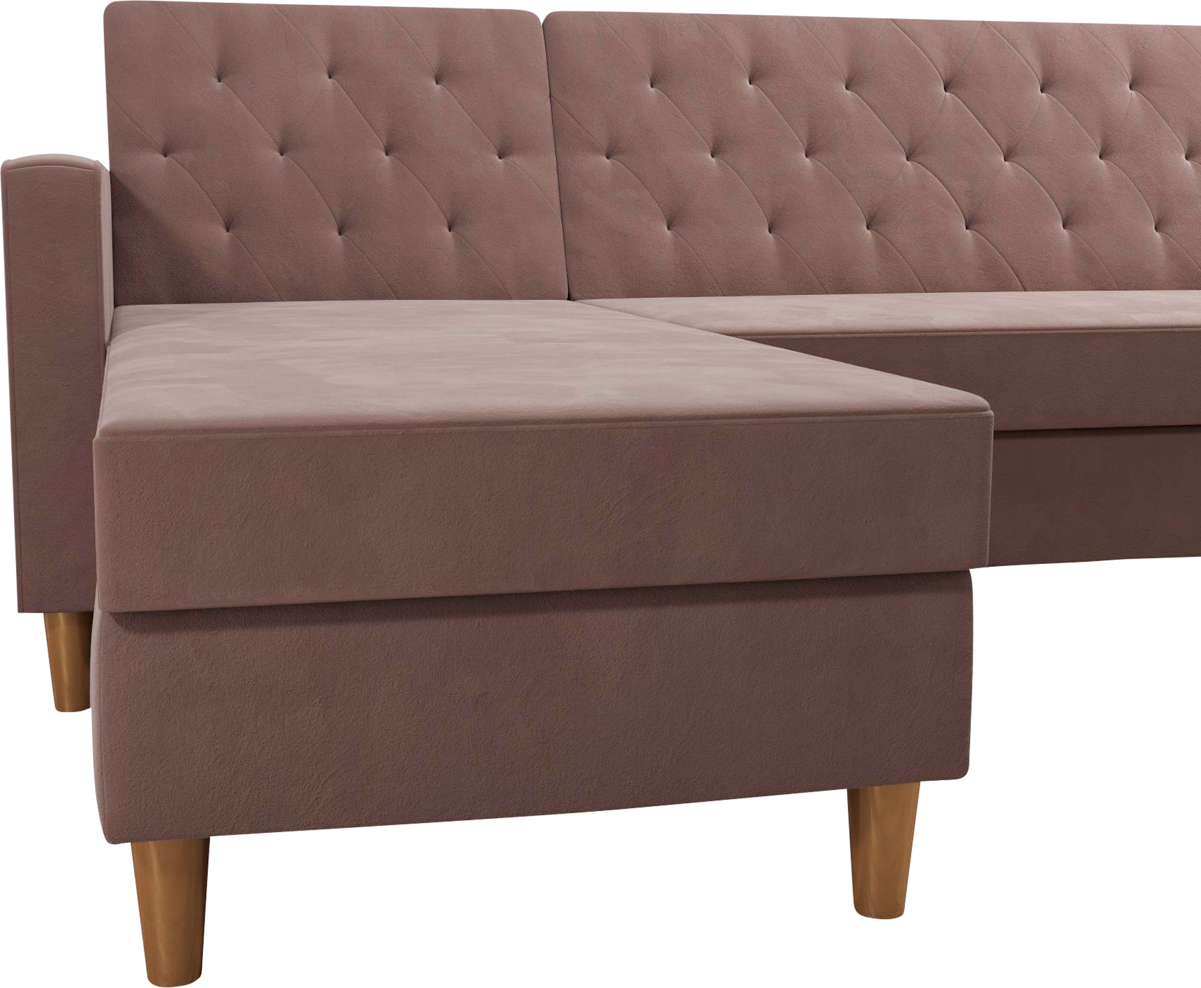 CosmoLiving by Cosmopolitan Ecksofa »Liberty, L-Form,« mit Schlafffunktion, Recamiere beidseitig montierbar, Sitzhöhe 43 cm