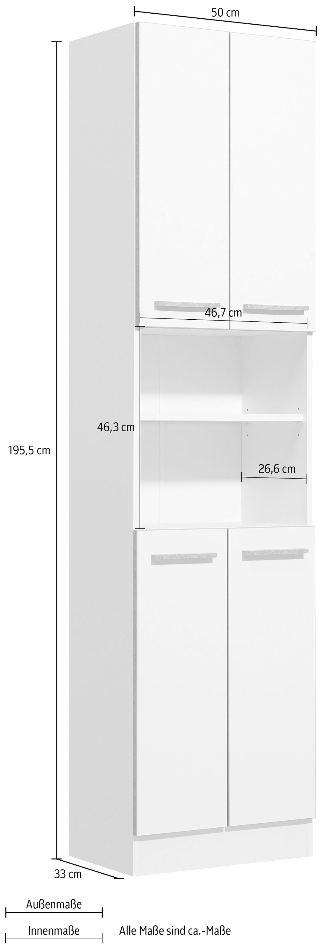 PELIPAL Hochschrank »Quickset 953«, Breite mit bestellen Sockel, Schubkasten, cm, bequem Fächer 50 offene Badschrank