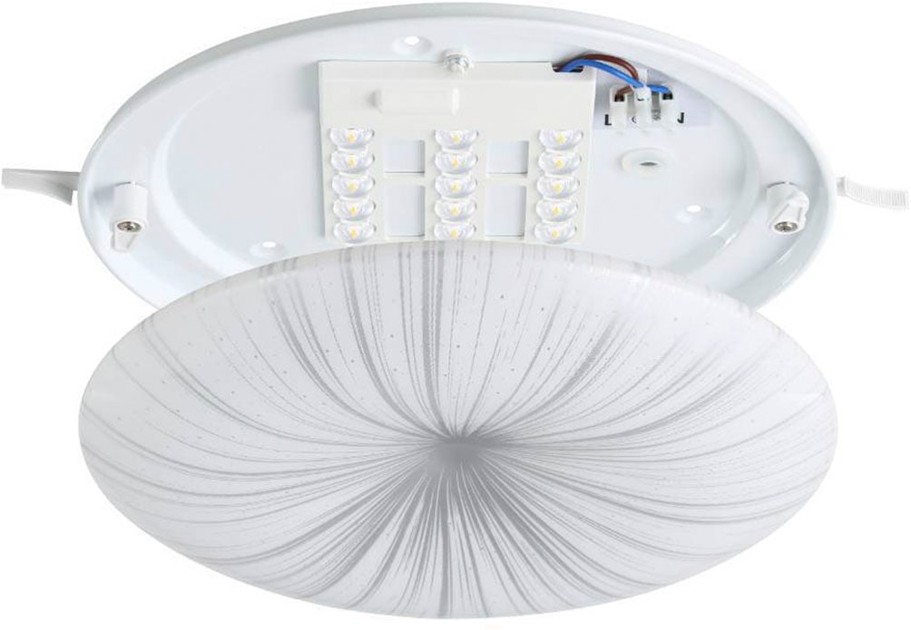 EGLO Deckenleuchte »NIEVES Deckenlampe, Kristalleffekt, weiß, silber, Kunststoff, Metall«, Leuchtmittel LED-Modul | LED fest integriert, Wohnzimmerlampe, Schlafzimmer, Küche, Flur, zeitloses Design, 31x6cm