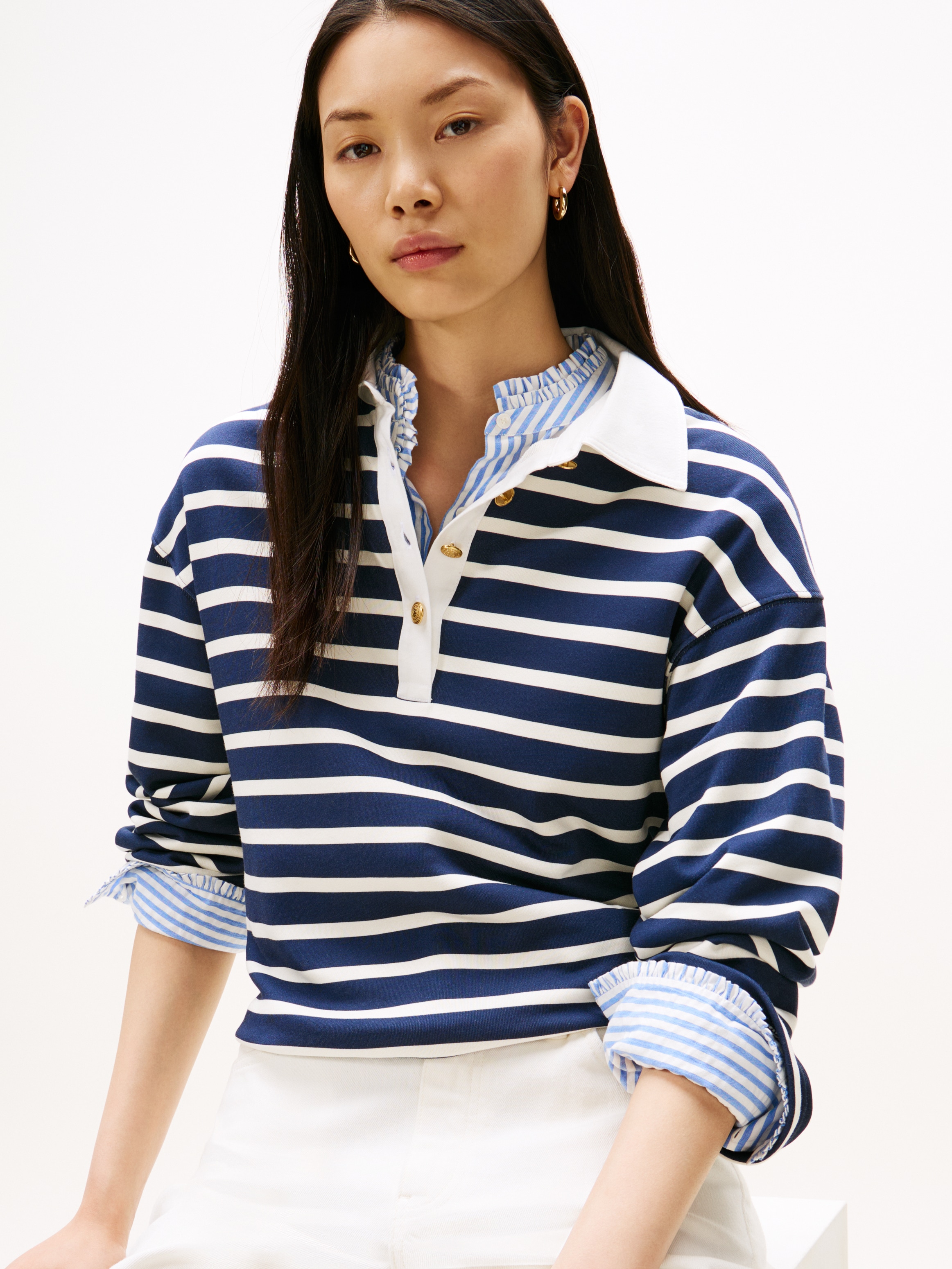 Tommy Hilfiger Sweatshirt »GOLD BUTTON RUGBY TERRY SWTSHRT«
