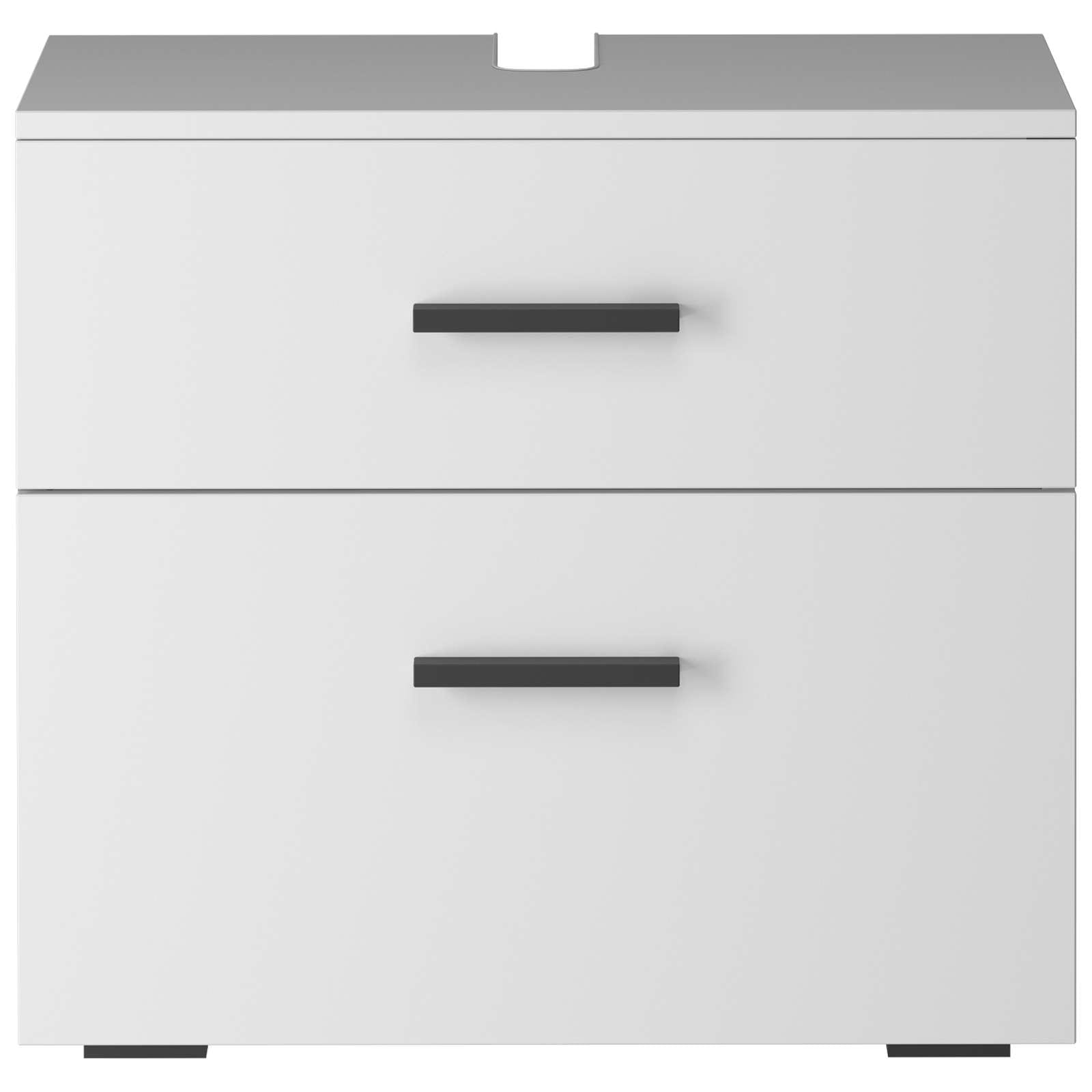 INOSIGN Waschbeckenunterschrank »Skara«, mit Klappe und Schubkasten, schwarze Griffe, Breite 60 cm, Höhe 55 cm