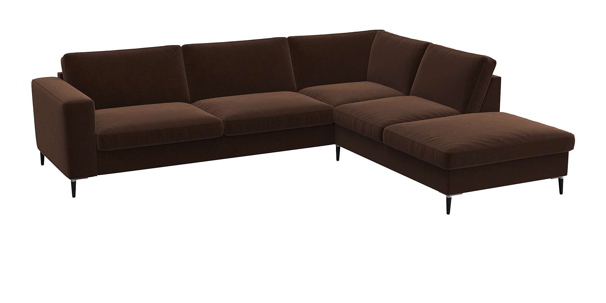 FLEXLUX Ecksofa »Fiore, super Sitzkomfort durch Kaltschaum im Sitz, L-Form«, breite Armlehnen, Füße Alu+schwarz