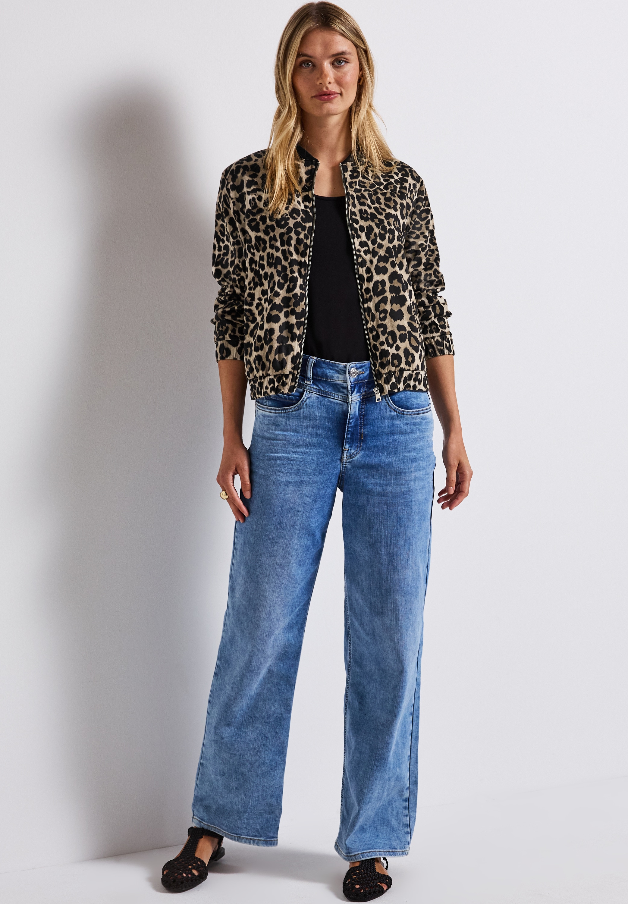 STREET ONE Blouson, ohne Kapuze, mit Leo-Print und Reißverschluss