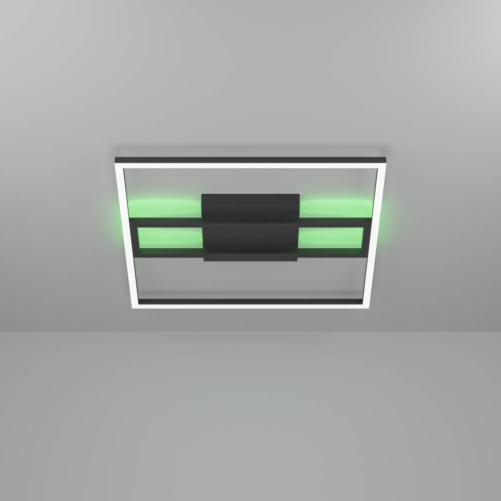 EGLO Deckenleuchte »CALAGRANO-Z Deckenlampe schwarz weiß, ZigBee 3.0, Backlight, Timer« LED-Modul 1 Stk. RGB | warmweiß - kaltweiß App / Sprachsteuerung Alexa, ‎‎45x45cm, exkl. Fernbedienung