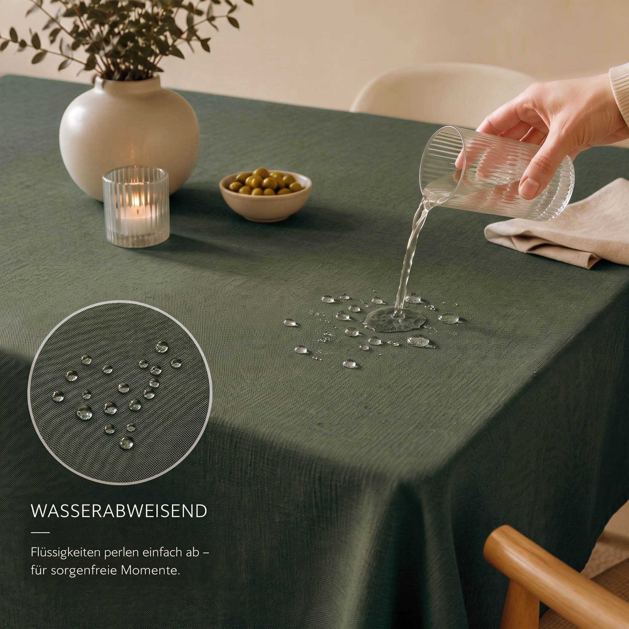 OTTO home Tischdecke "Josée, wasserabweisend, in eckig & rund" strukturiert, Leinenoptik, uni,wasserabweisend, pflegeleicht, Deko