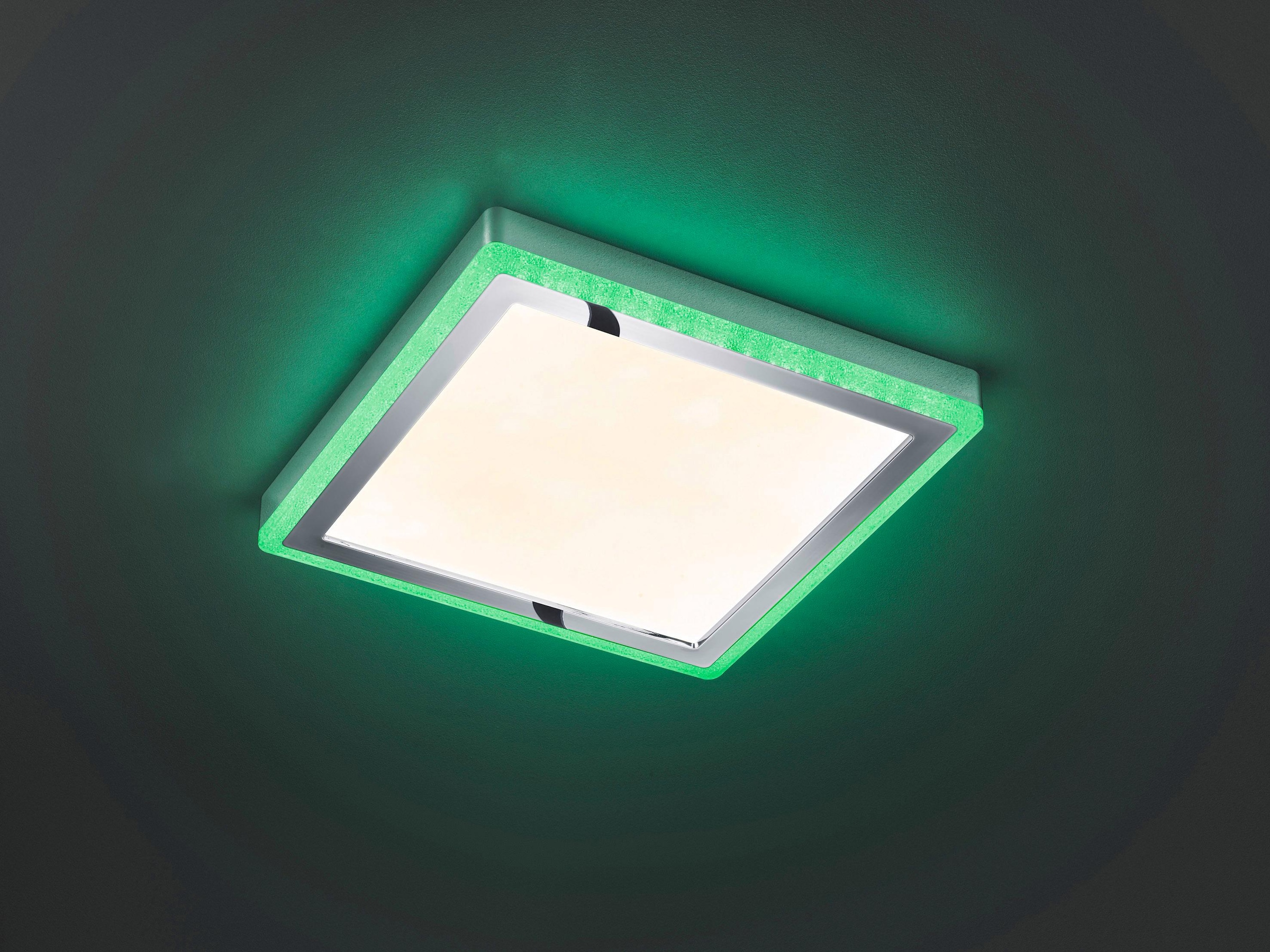 TRIO Leuchten LED Deckenleuchte »Slide«, 1 flammig, Leuchtmittel LED-Board | LED fest integriert, Fernbedienung, integrierter Dimmer, Nachtlicht, RGBW-Farbwechsler