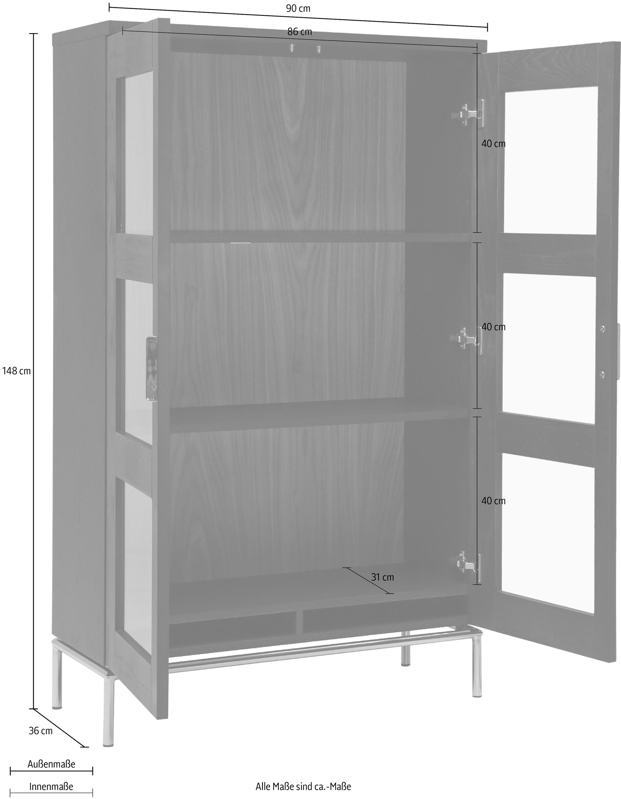 Woodman Vitrine mit kaufen auf und 148 »Parlan«, Glastüren Breite Soft-Close-Funktion, cm Rechnung zwei