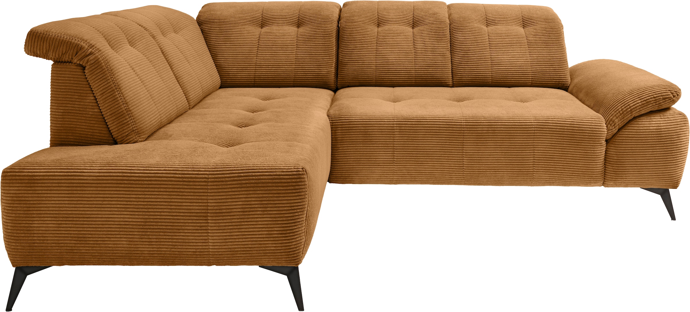 Home affaire Ecksofa »Lazio modern und bequem, schmale Armlehnen, tolle Detailverarbeitung« zwei verschiedene Fußfarben wählbar
