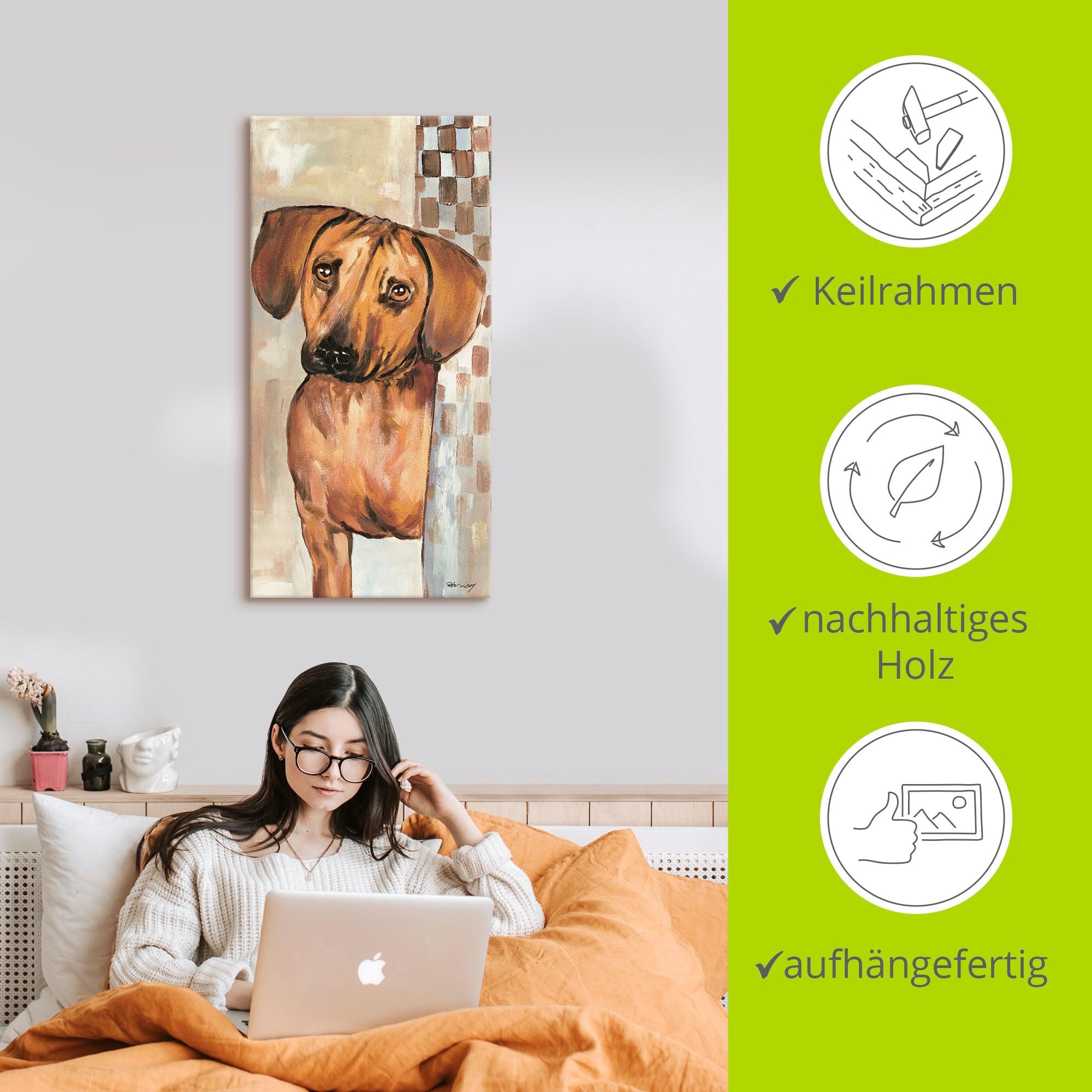 Artland Leinwandbild »Hund« Haustiere 1 Stk. tlg. auf Holzrahmen gespannt